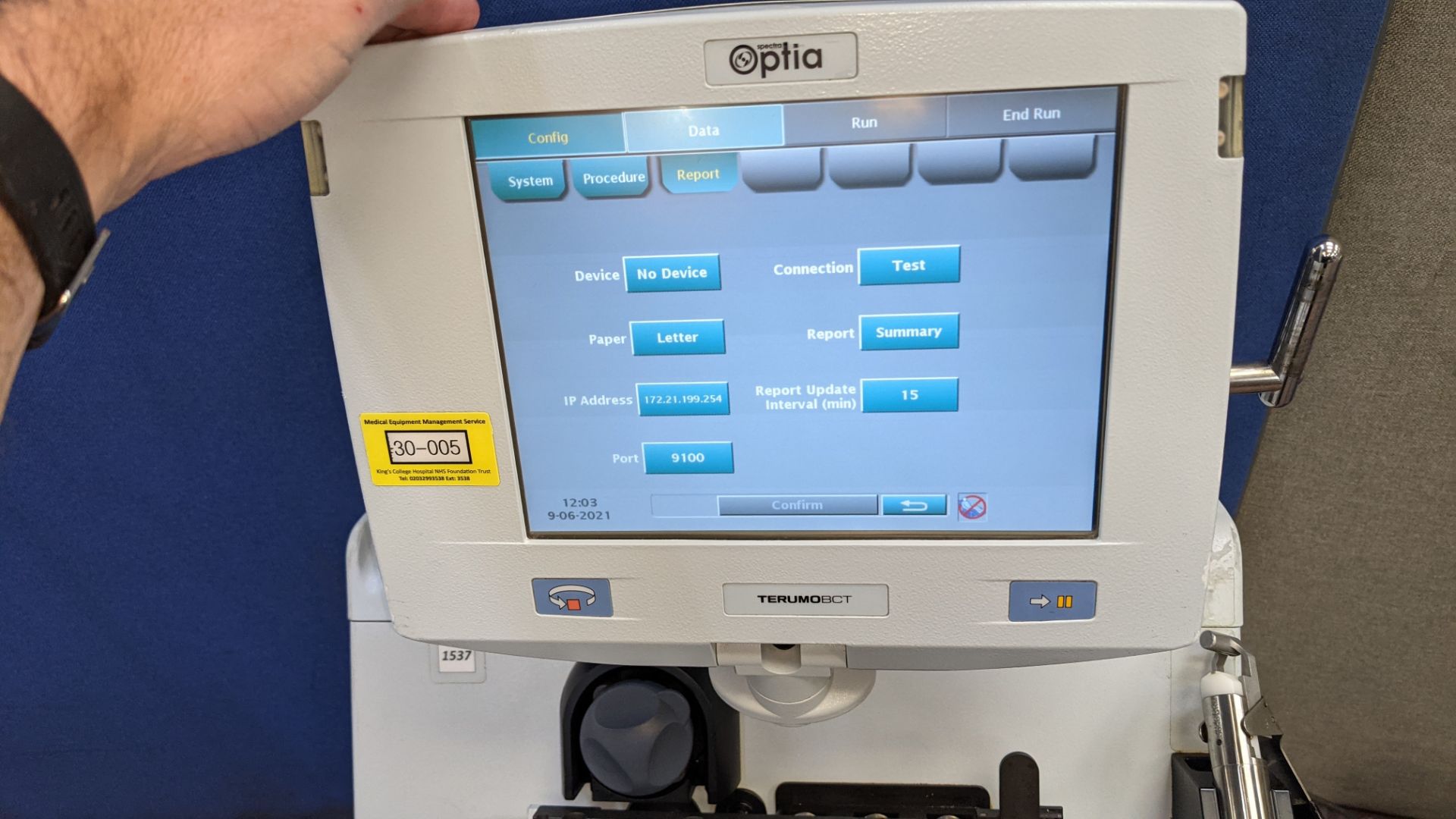 2013 Terumo BCT Spectra Optia Apheresis Cell Processing and Collection System. Serial number 1P0153 - Image 17 of 32