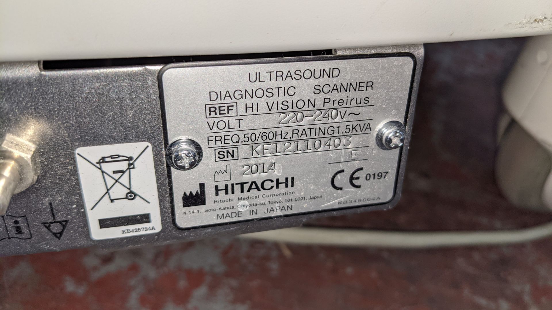 2014 Hitachi Hi Vision Preirus Digital Ultrasound Scanner. - Image 11 of 18