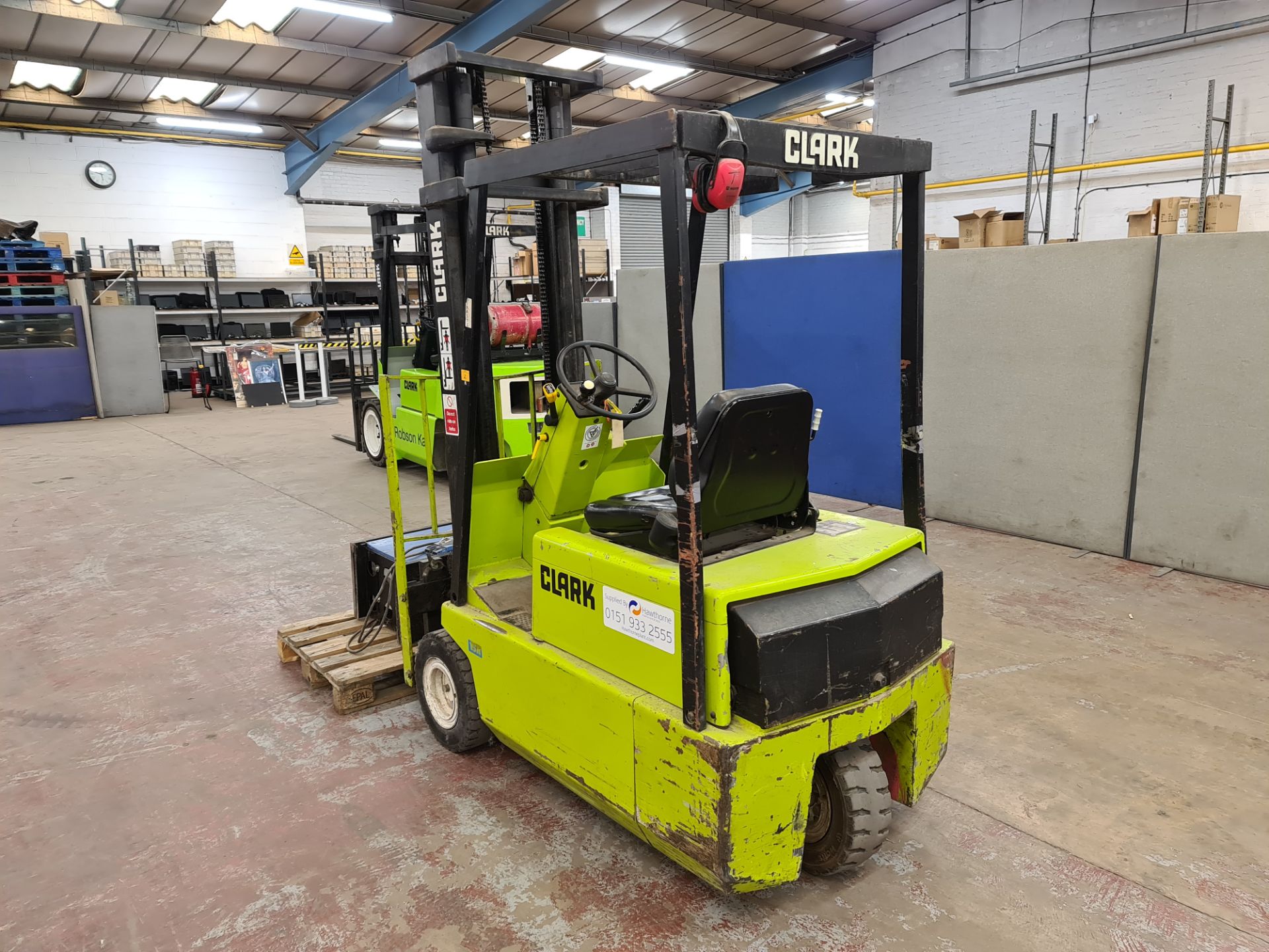 Clark 3-wheeler electric forklift truck, model TM15, 1,450kg capacity. Includes charger. This lot is - Image 2 of 24