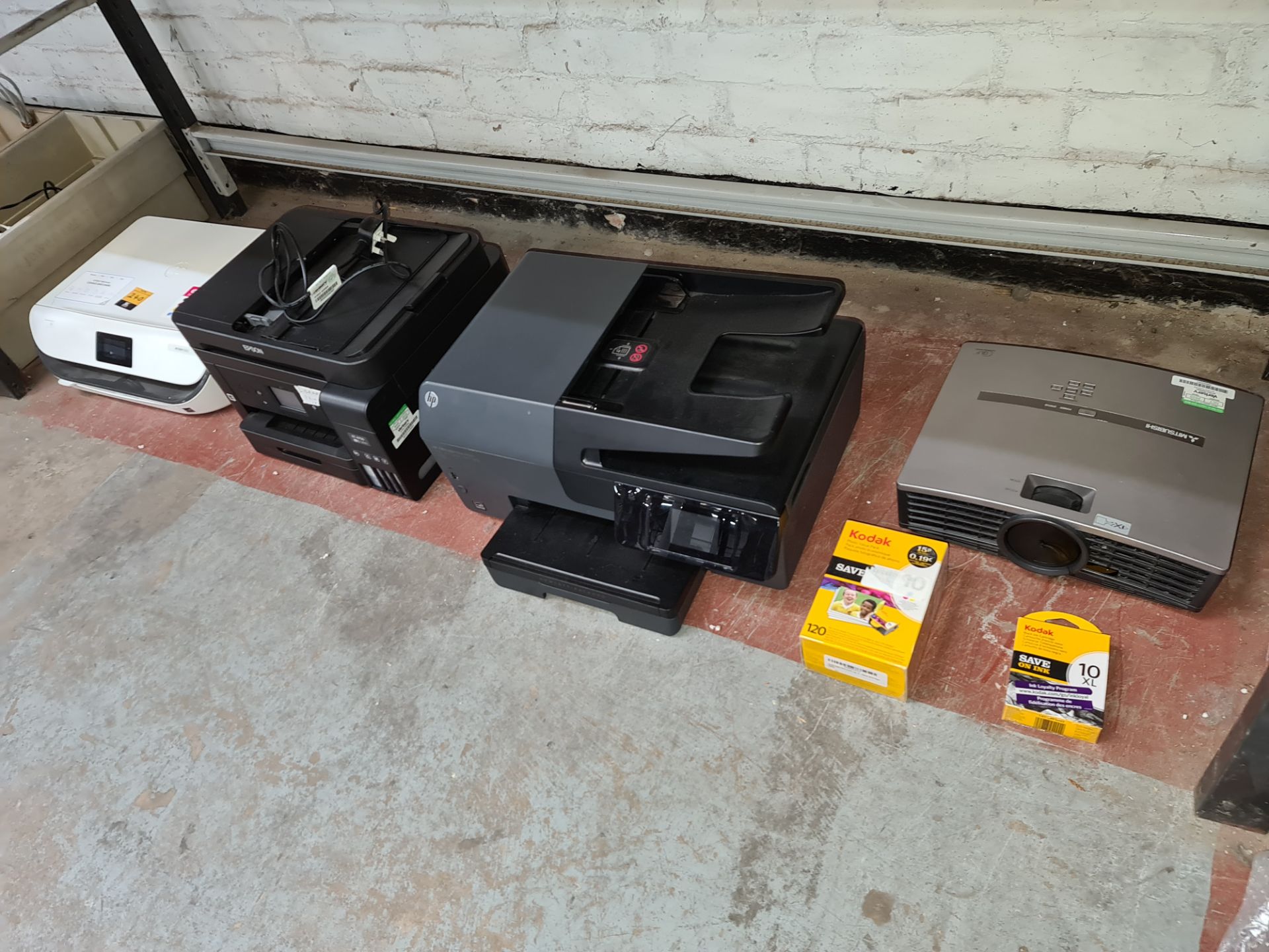 Contents of a bay of printers, plus projector and Kodak ink cartridges - Image 2 of 12