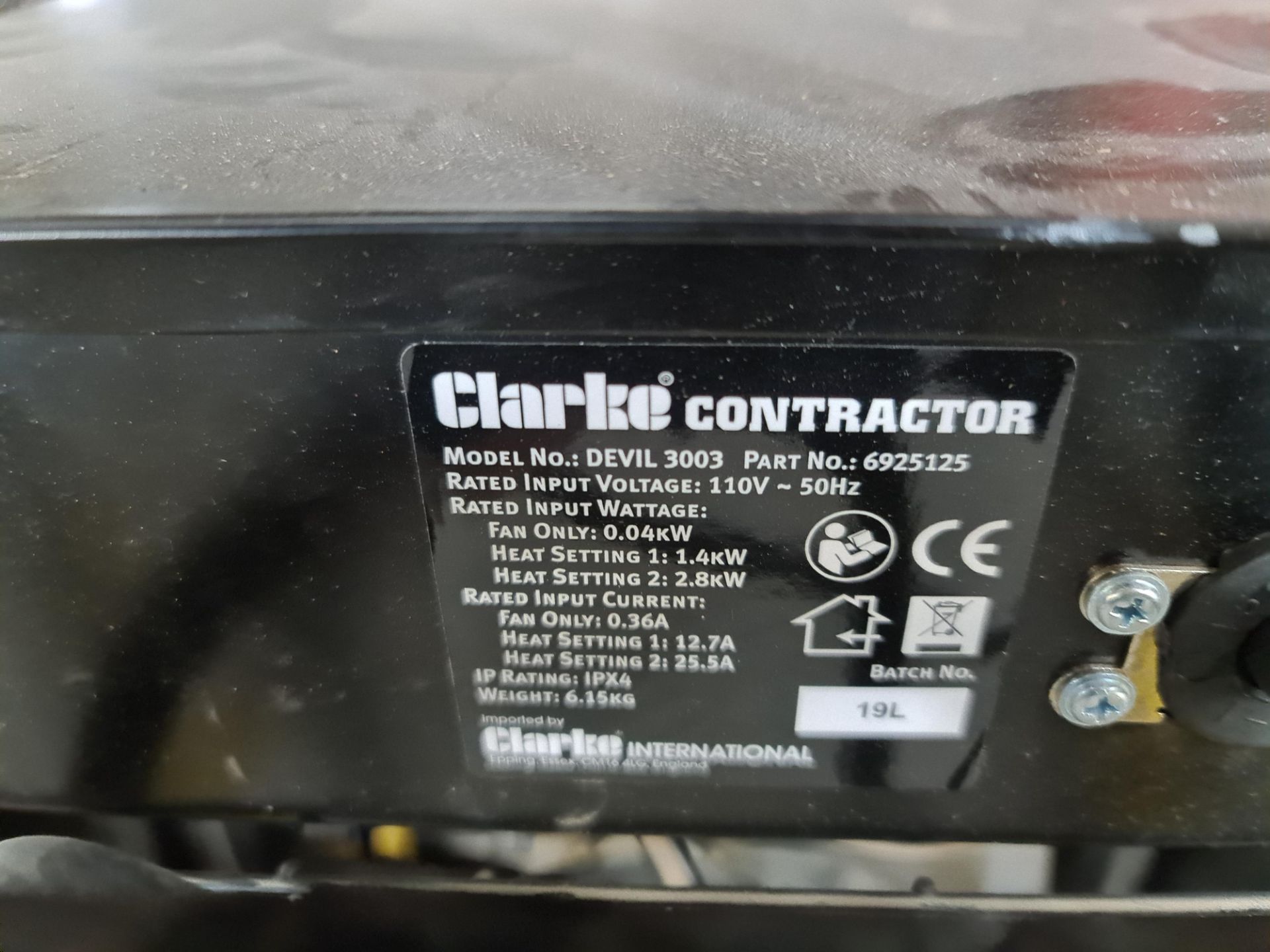 Clarke Contractor Devil 3003 2.8kW, 110v heater - Image 5 of 6