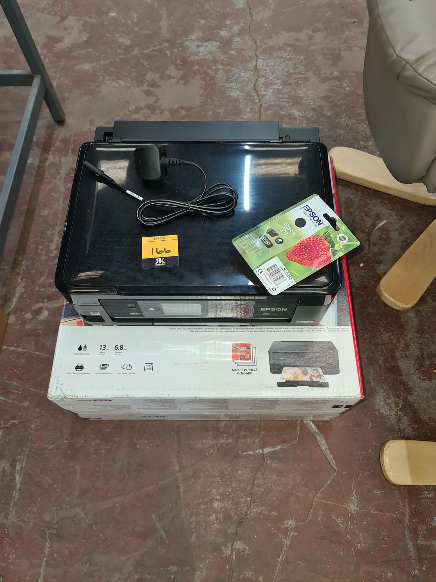 Epson multifunction printer model XP-432 plus spare cartridge for use with same NB. The box included