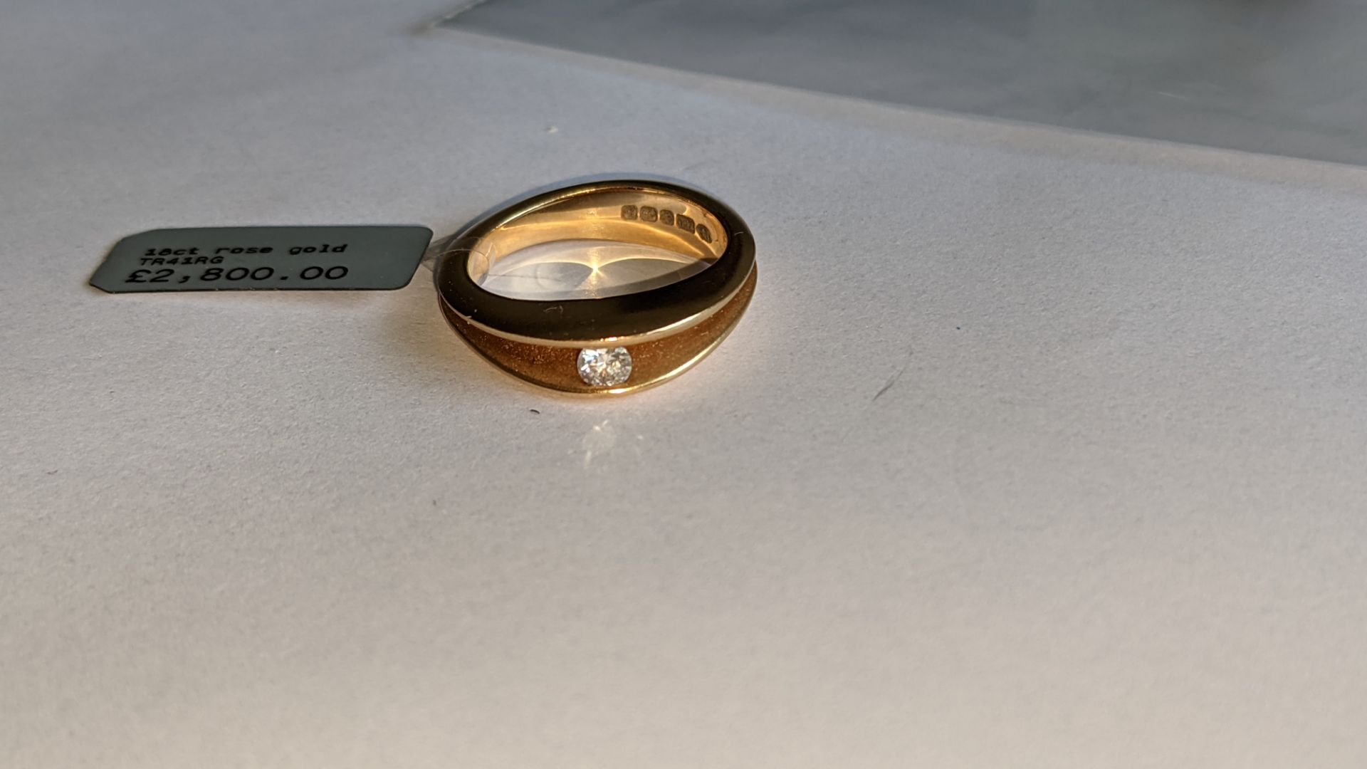 18ct rose gold ring with central stone assumed to be a diamond. RRP £2,800 - Image 7 of 18