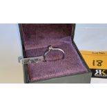 18ct white gold & diamond ring with centre stone in modern setting weighing 0.15ct. RRP £877