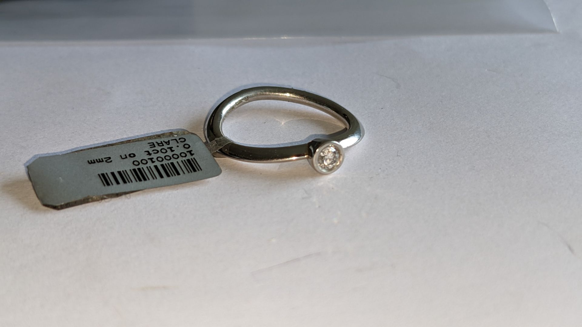 Platinum 950 & diamond 2mm wide ring with 0.10ct central diamond. RRP £1,263 - Image 8 of 16