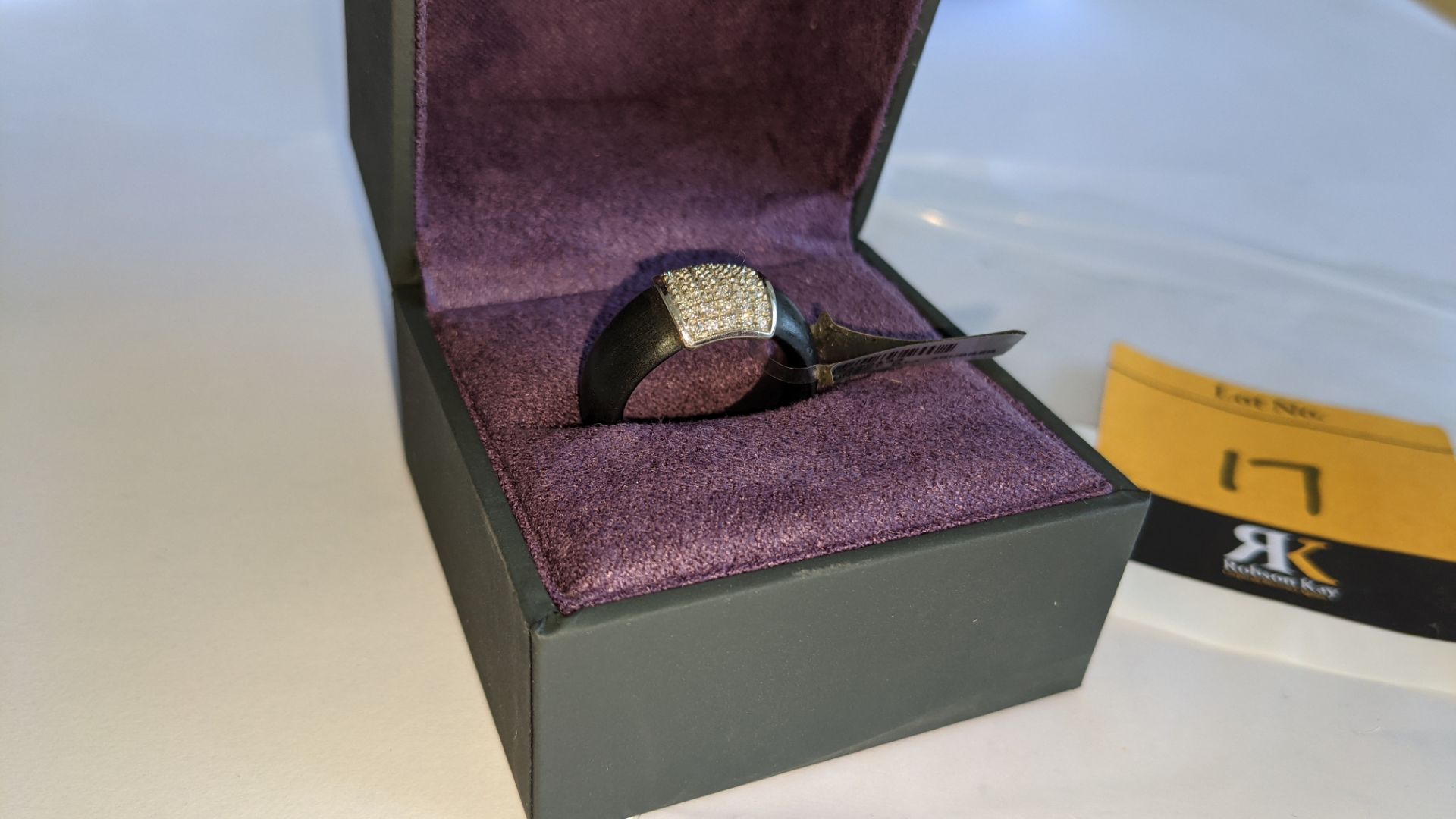 Black rubber, platinum 950 & diamond ring with 0.35ct of diamonds. RRP £1,890 - Image 6 of 21