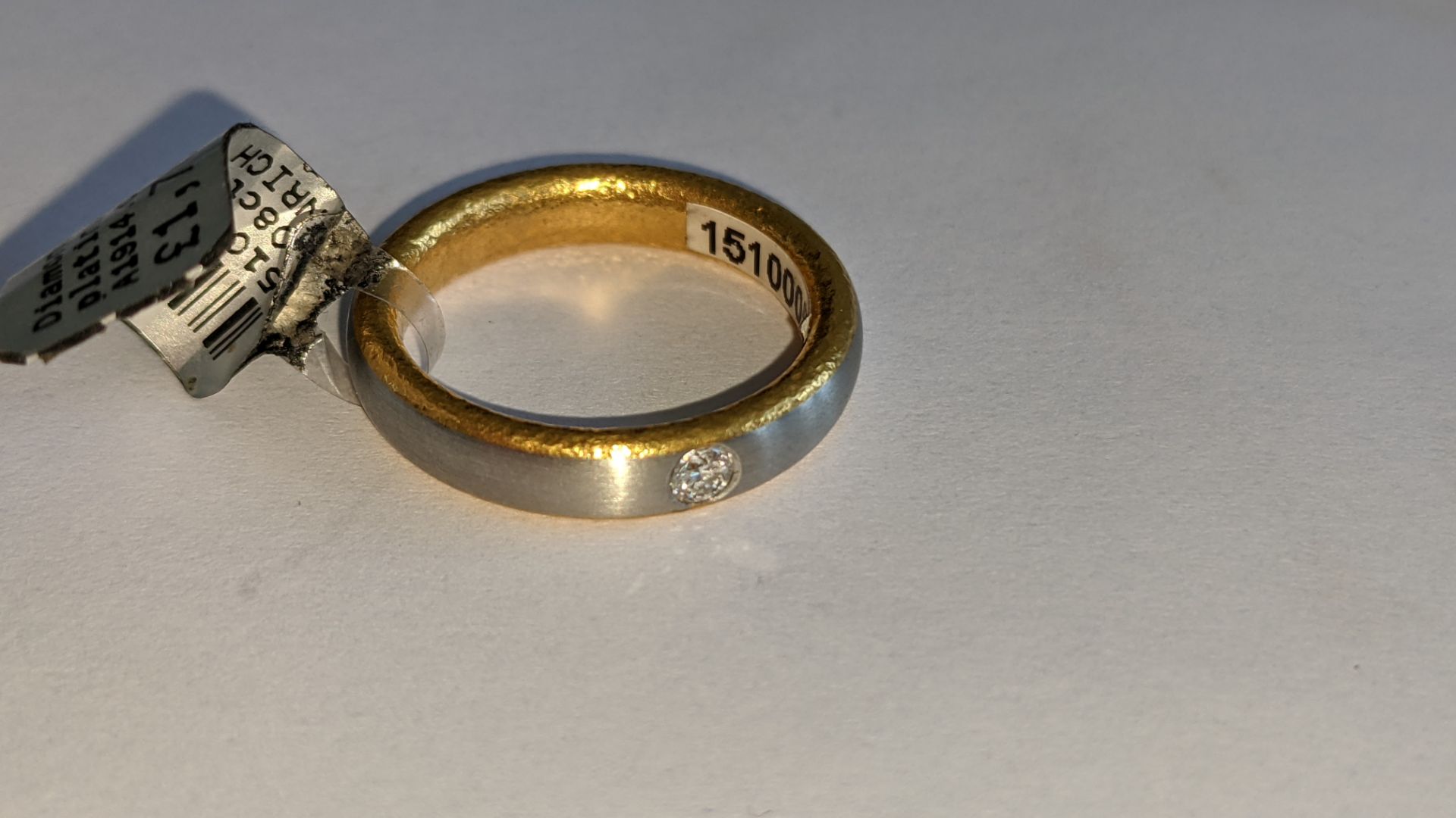 Diamond, platinum & yellow gold ring with single diamond weighing 0.08ct on what appears to be a pri - Image 4 of 15