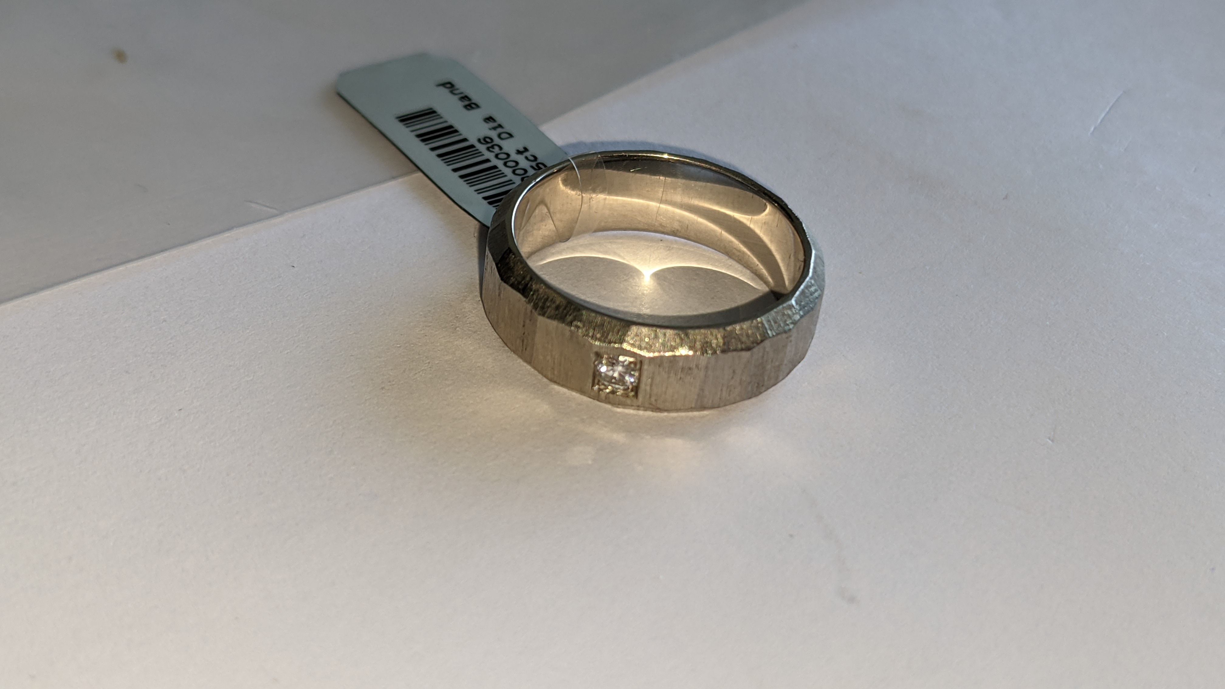 Platinum 950 unusually faceted Palladium 950 ring with single diamond weighing 0.05ct. RRP £1,220 - Image 8 of 15