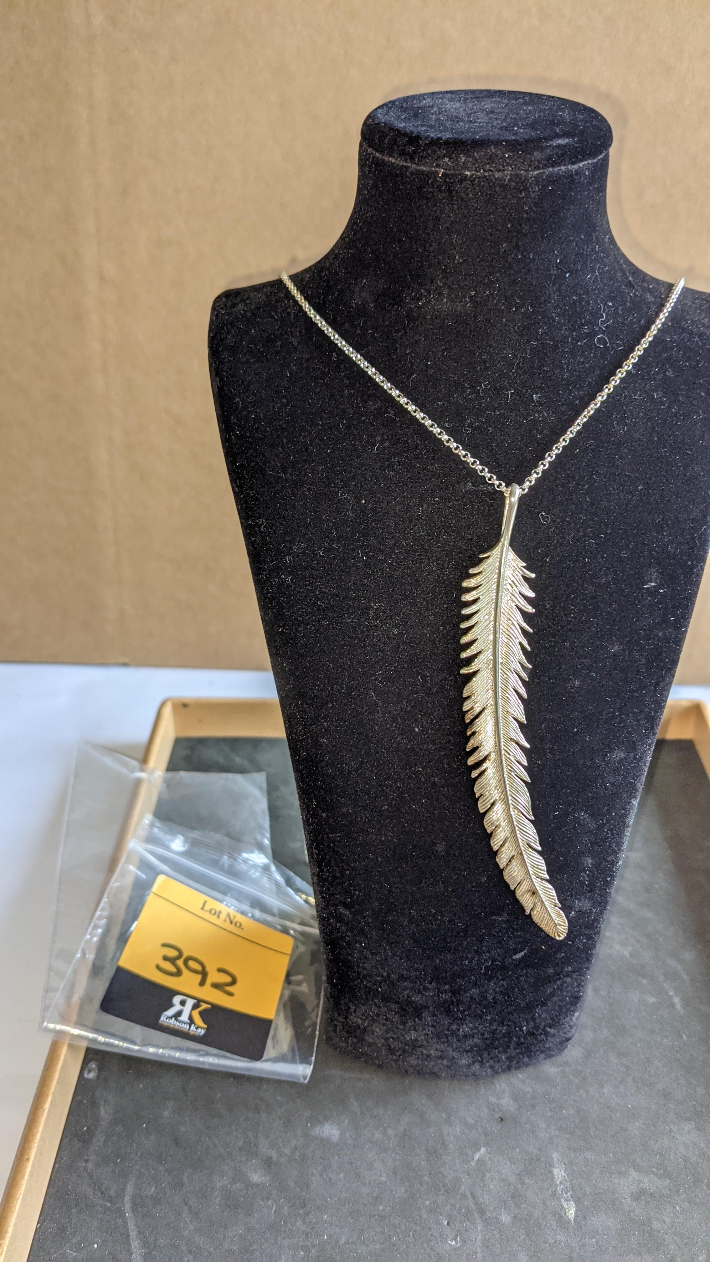 Long curved feather silver pendant on long necklace RRP £295 - Image 2 of 8