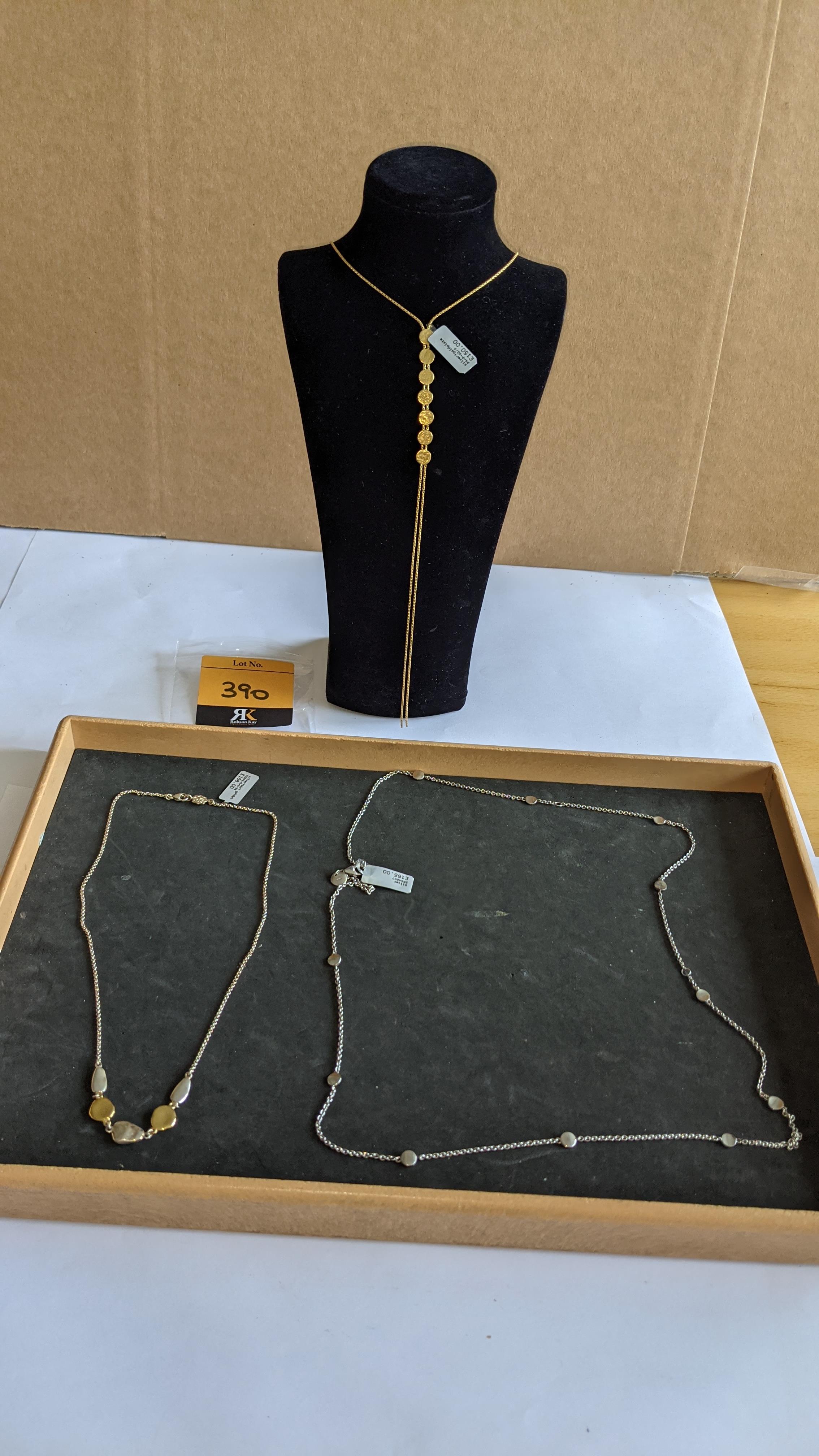 3 off assorted silver necklaces, some with gold plate, with RRPs from £150 to £165 each, combined RR