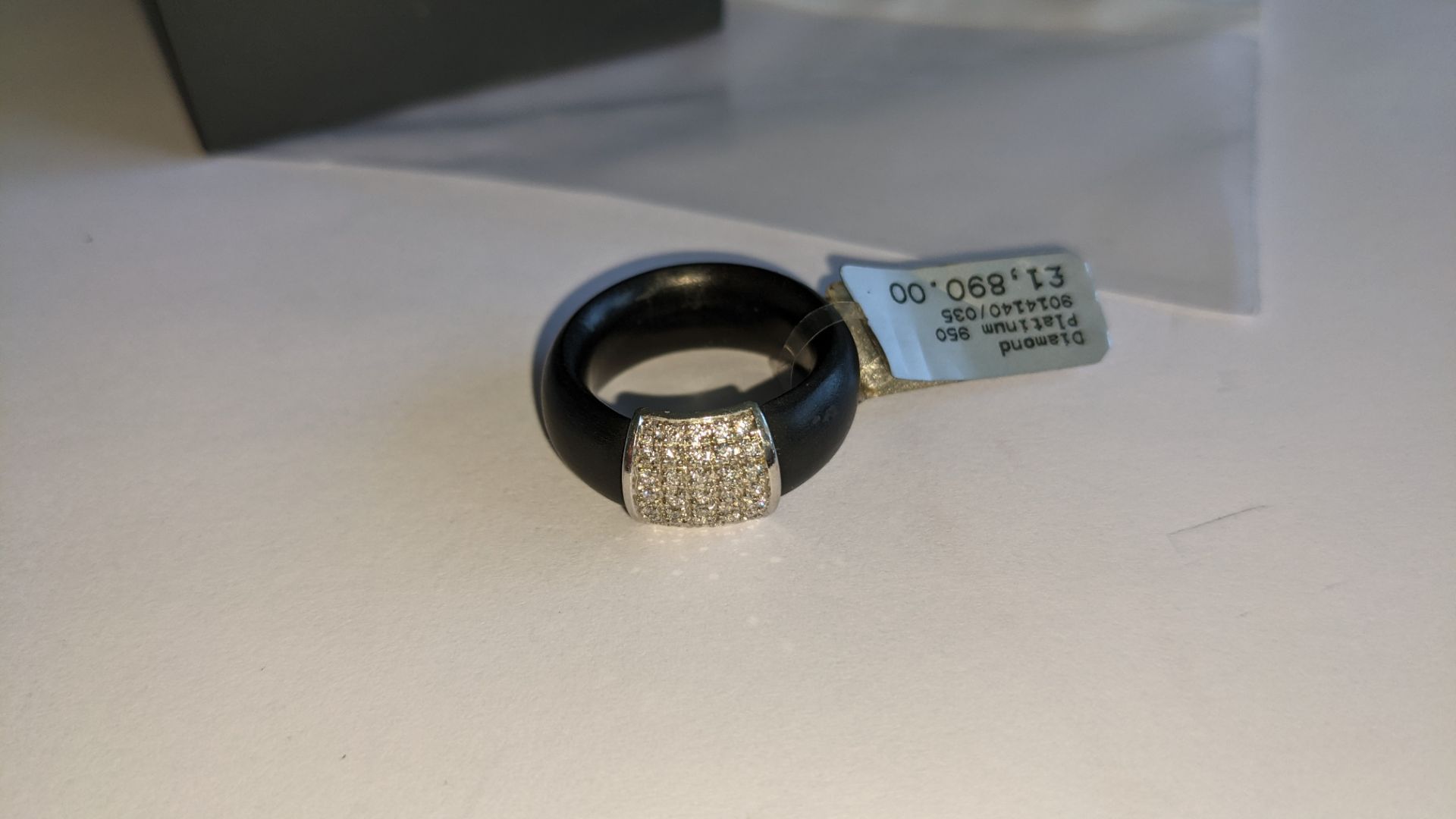 Black rubber, platinum 950 & diamond ring with 0.35ct of diamonds. RRP £1,890 - Image 7 of 21