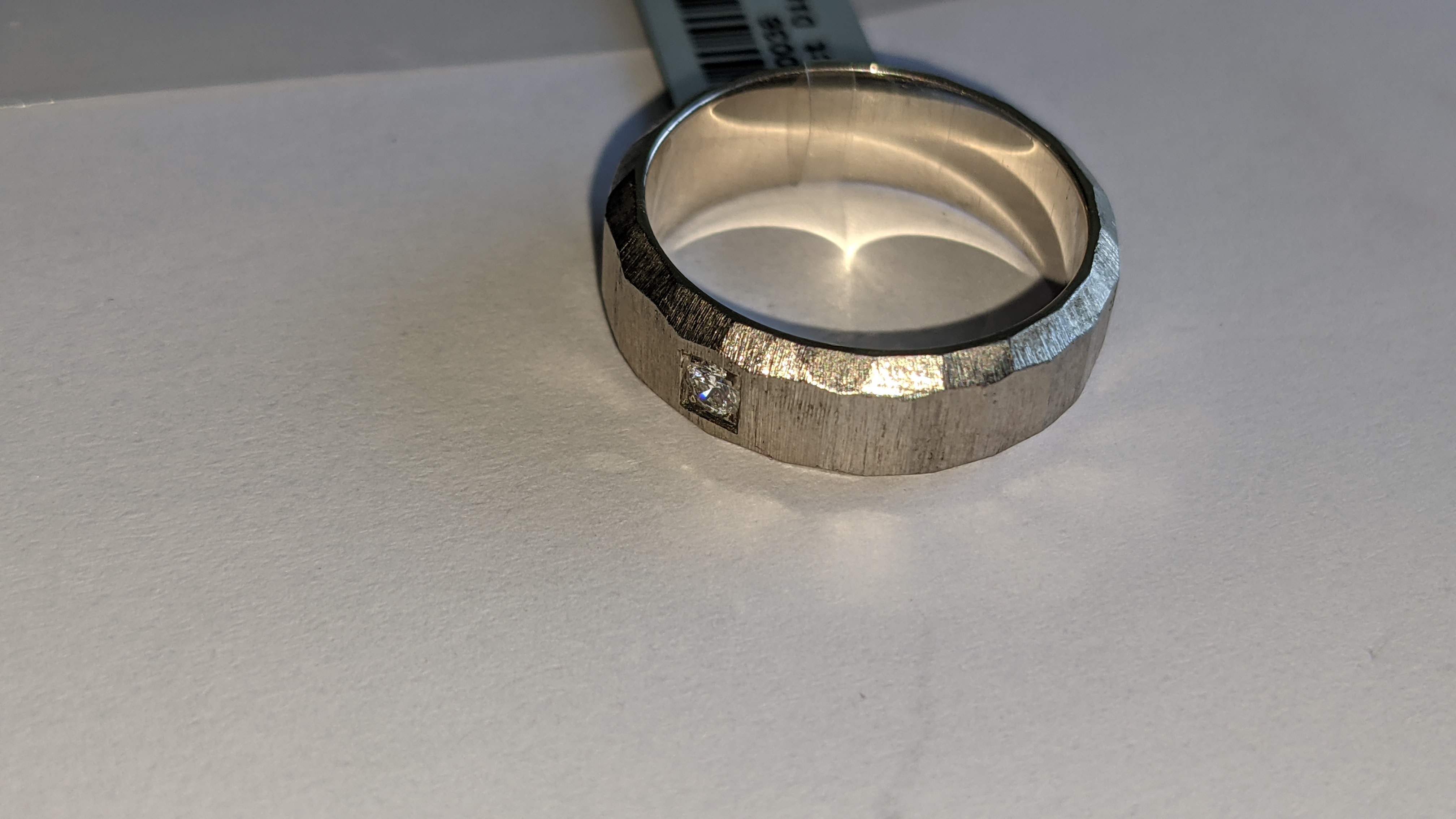 Platinum 950 unusually faceted Palladium 950 ring with single diamond weighing 0.05ct. RRP £1,220 - Image 6 of 15