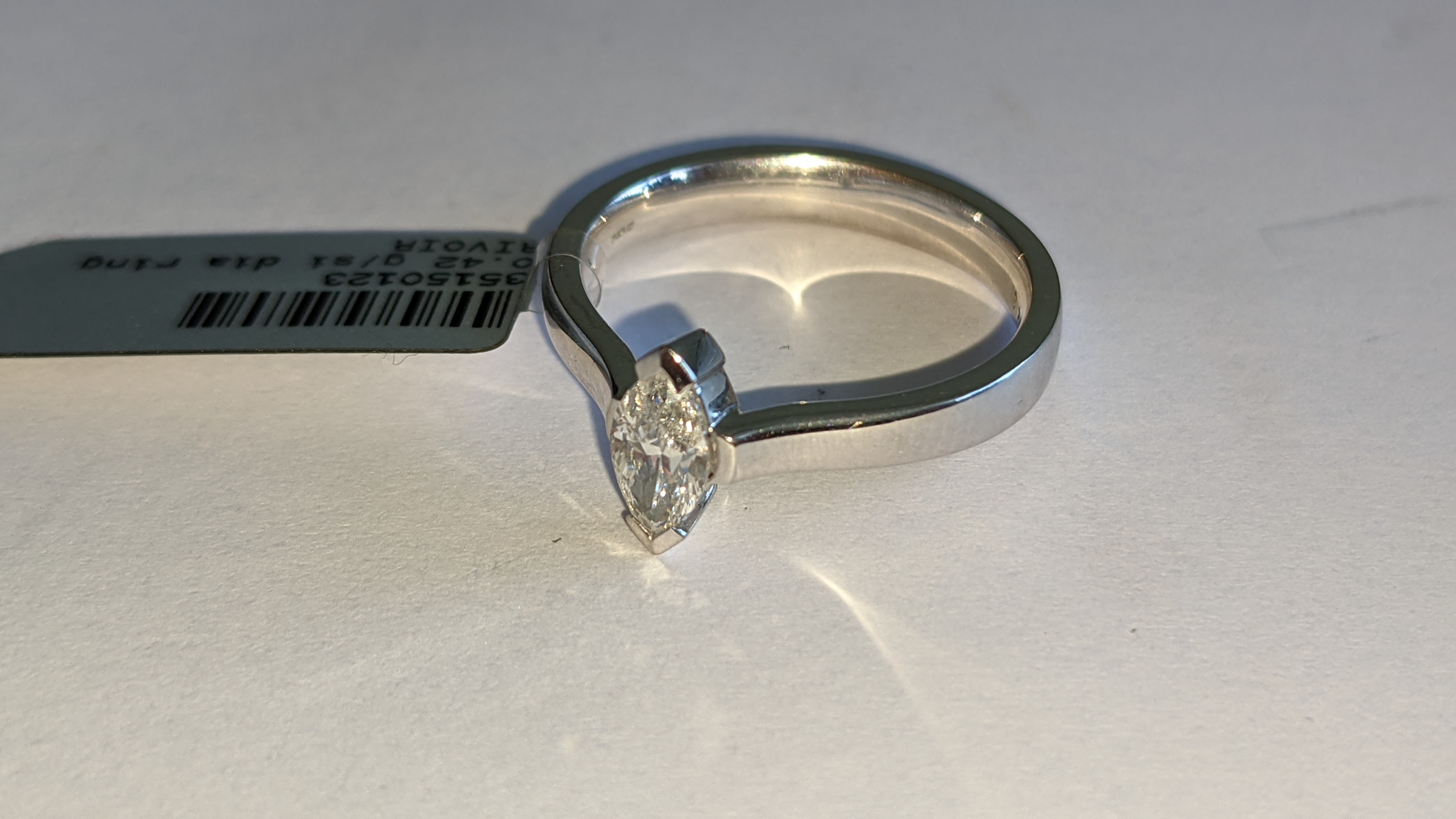 18ct white gold & diamond ring with 0.42ct diamond. RRP £2,875 - Image 4 of 14
