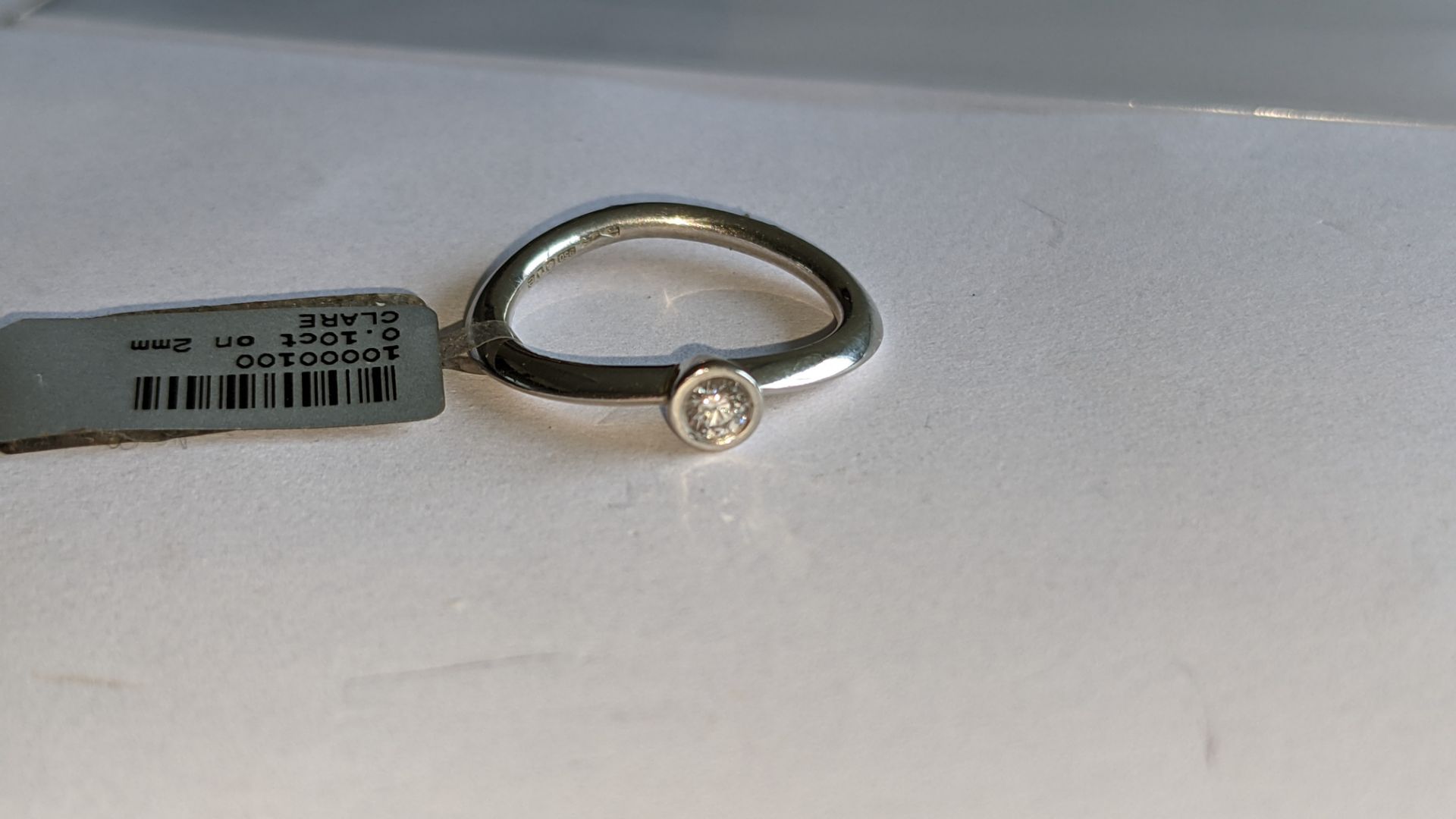 Platinum 950 & diamond 2mm wide ring with 0.10ct central diamond. RRP £1,263 - Image 7 of 16