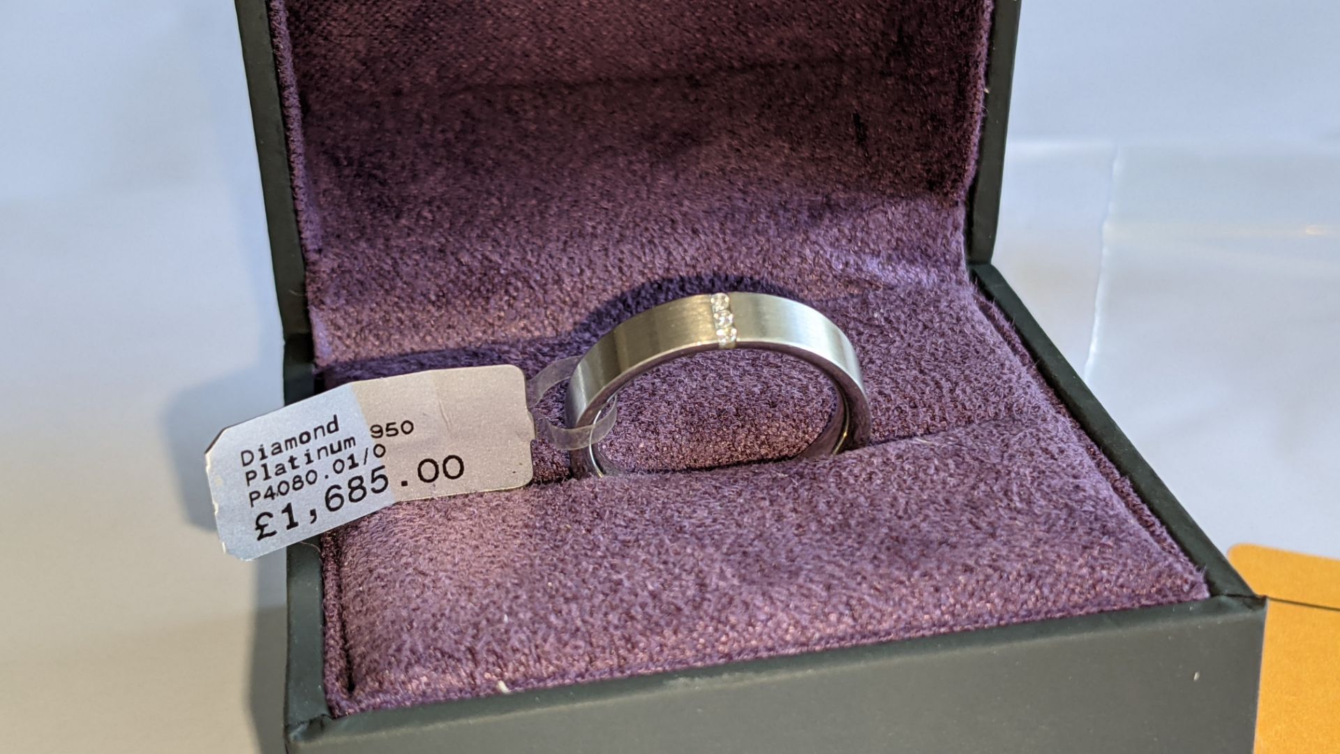 Platinum 950 & diamond ring with 3 diamonds weighing 0.035ct in total. RRP £1,685 - Image 4 of 14