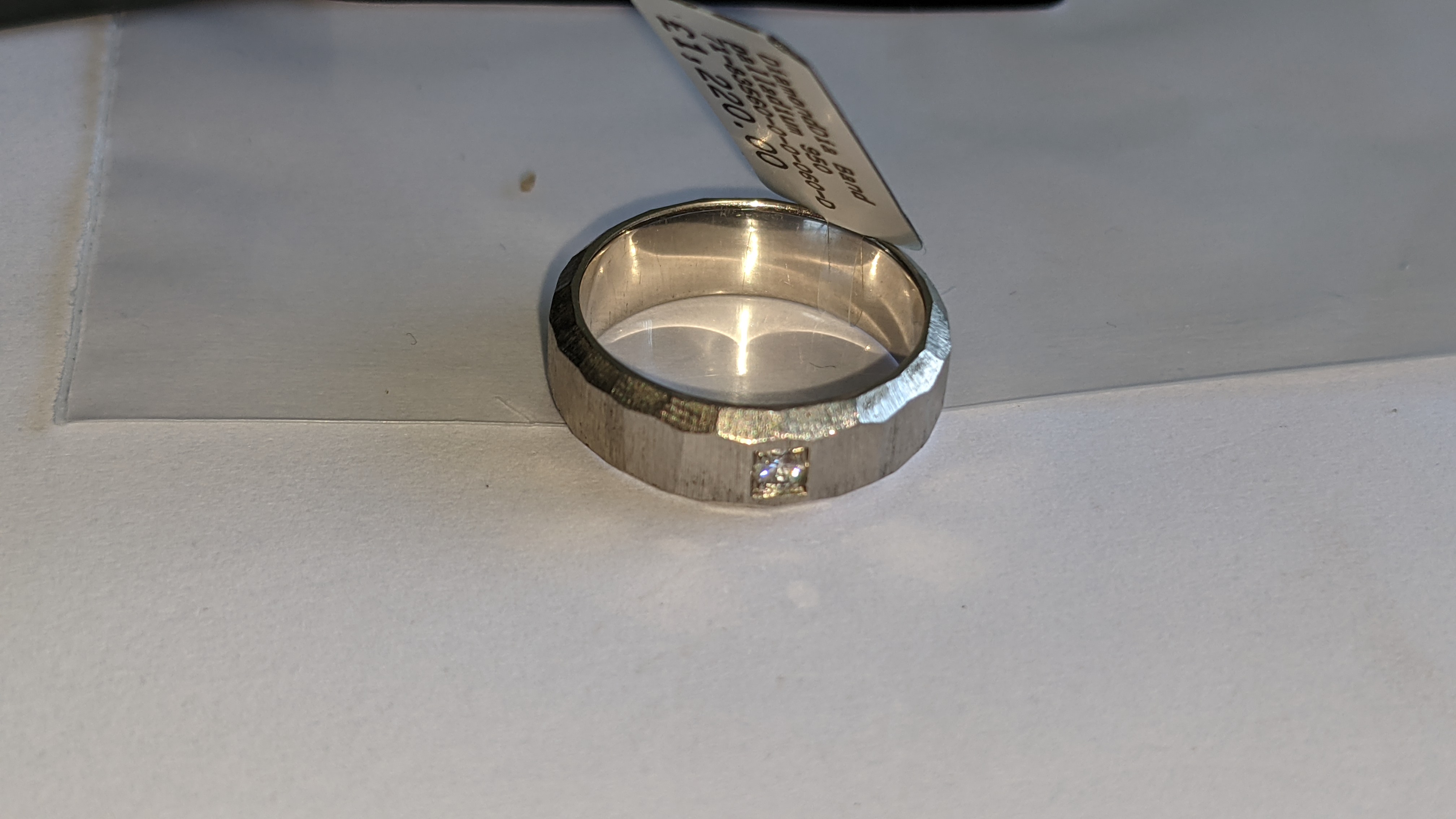 Platinum 950 unusually faceted Palladium 950 ring with single diamond weighing 0.05ct. RRP £1,220 - Image 3 of 15
