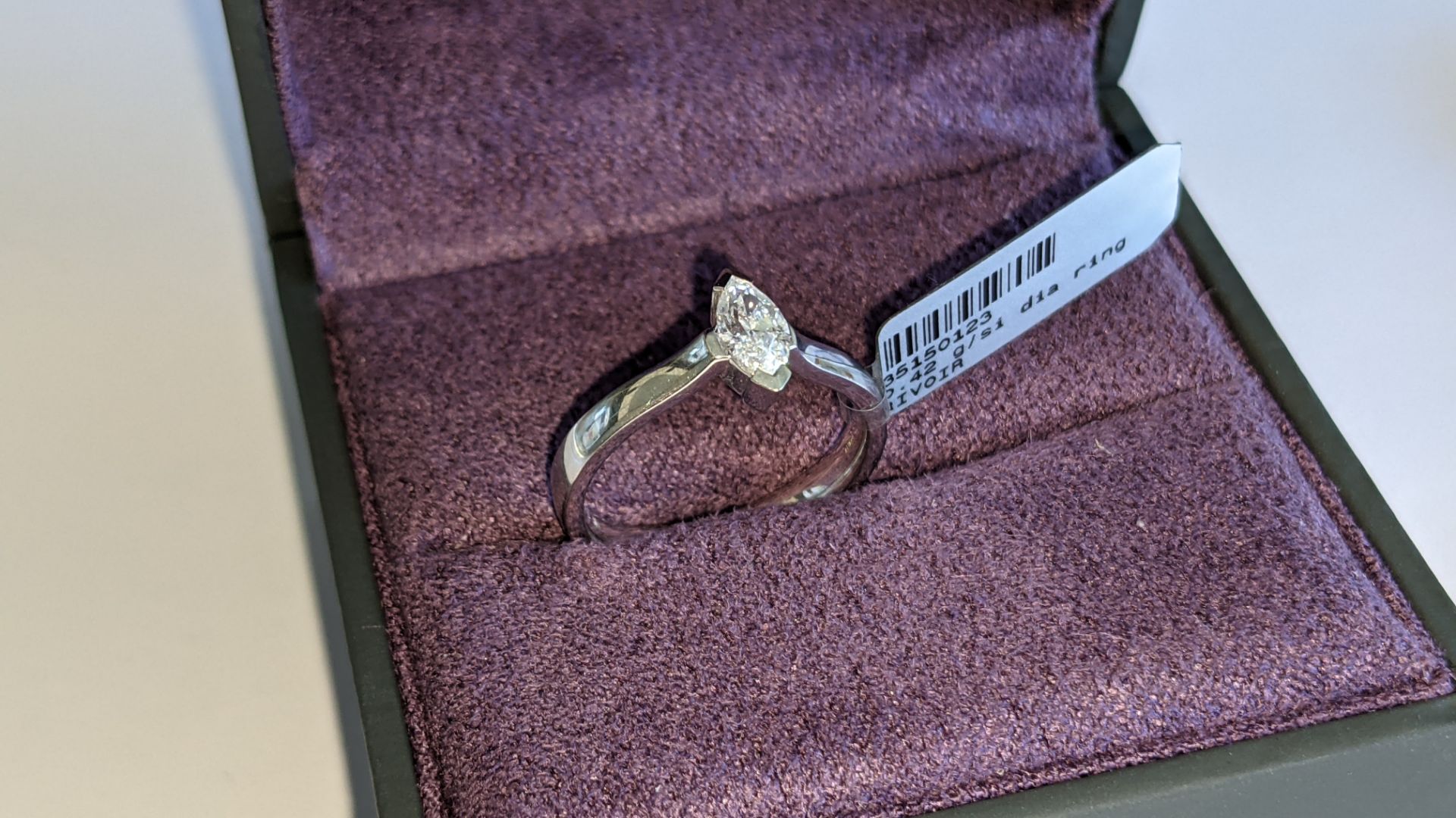 18ct white gold & diamond ring with 0.42ct diamond. RRP £2,875 - Image 2 of 14