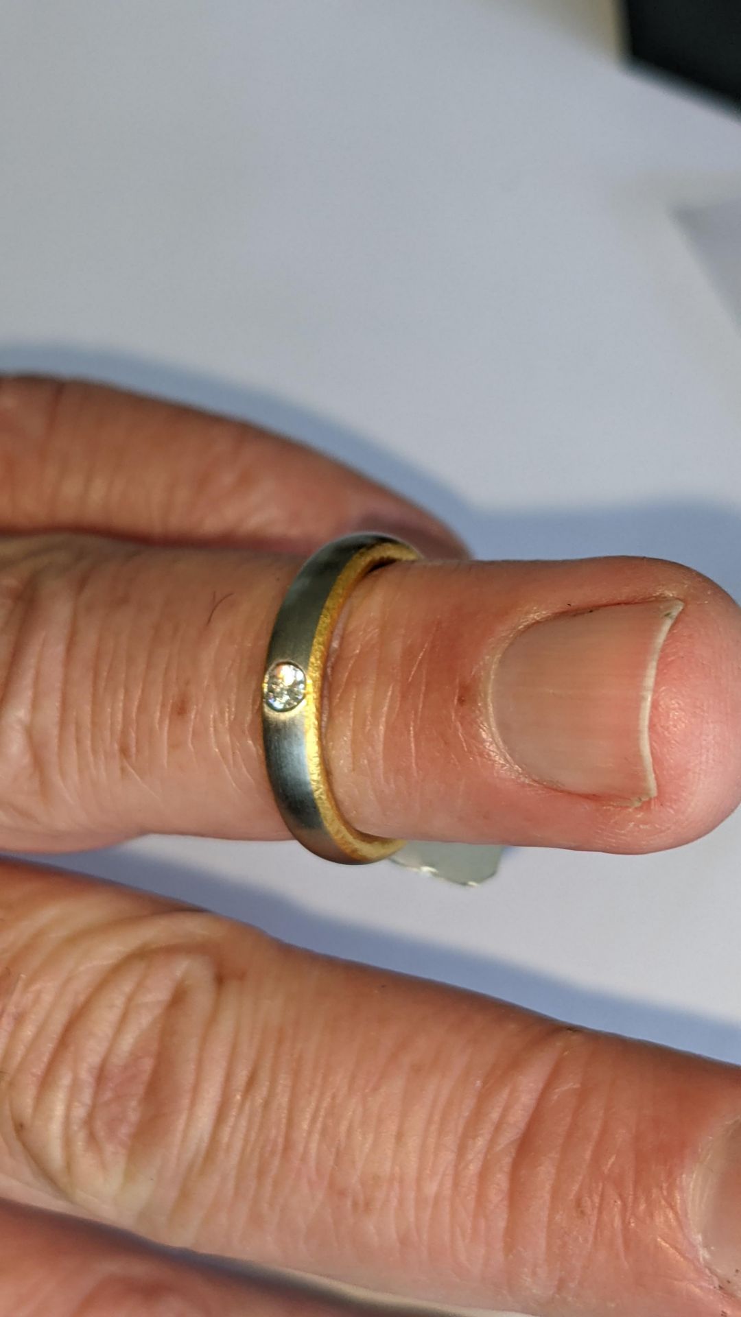 Diamond, platinum & yellow gold ring with single diamond weighing 0.08ct on what appears to be a pri - Image 15 of 15