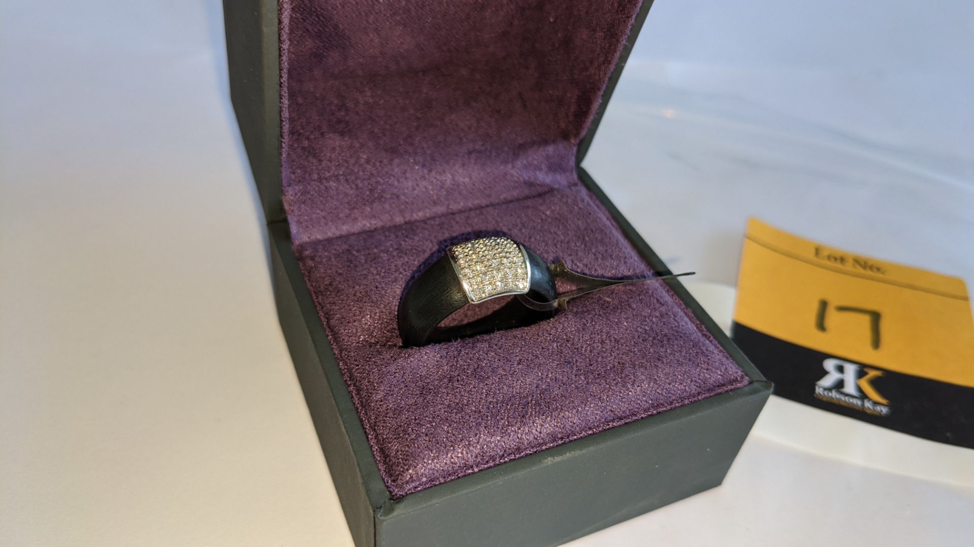 Black rubber, platinum 950 & diamond ring with 0.35ct of diamonds. RRP £1,890 - Image 4 of 21