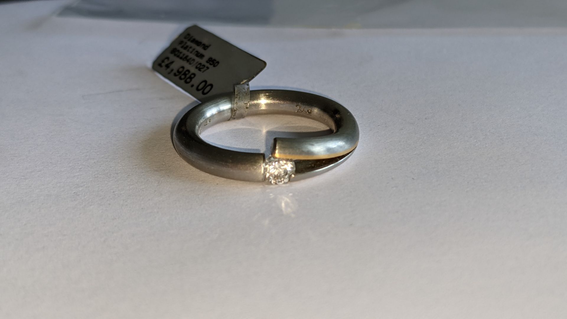 Platinum 950 ring with central diamond weighing 0.27ct & rose gold finish to small area of the mount - Image 7 of 15