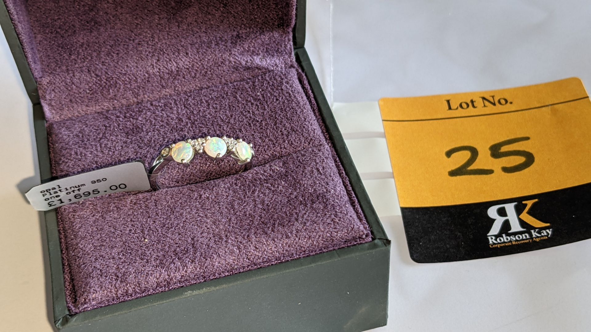 Platinum 950 ring with opals & diamonds, RRP £1,695