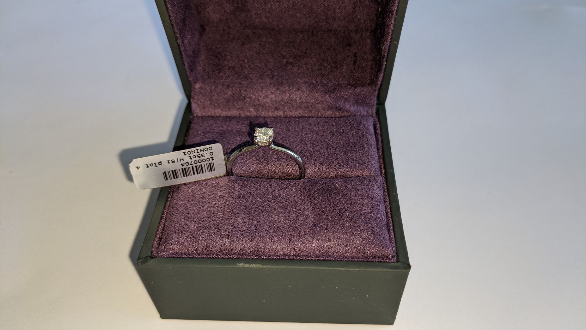 Single stone diamond & platinum 950 ring with 0.35ct H/Si diamond, RRP £1,507