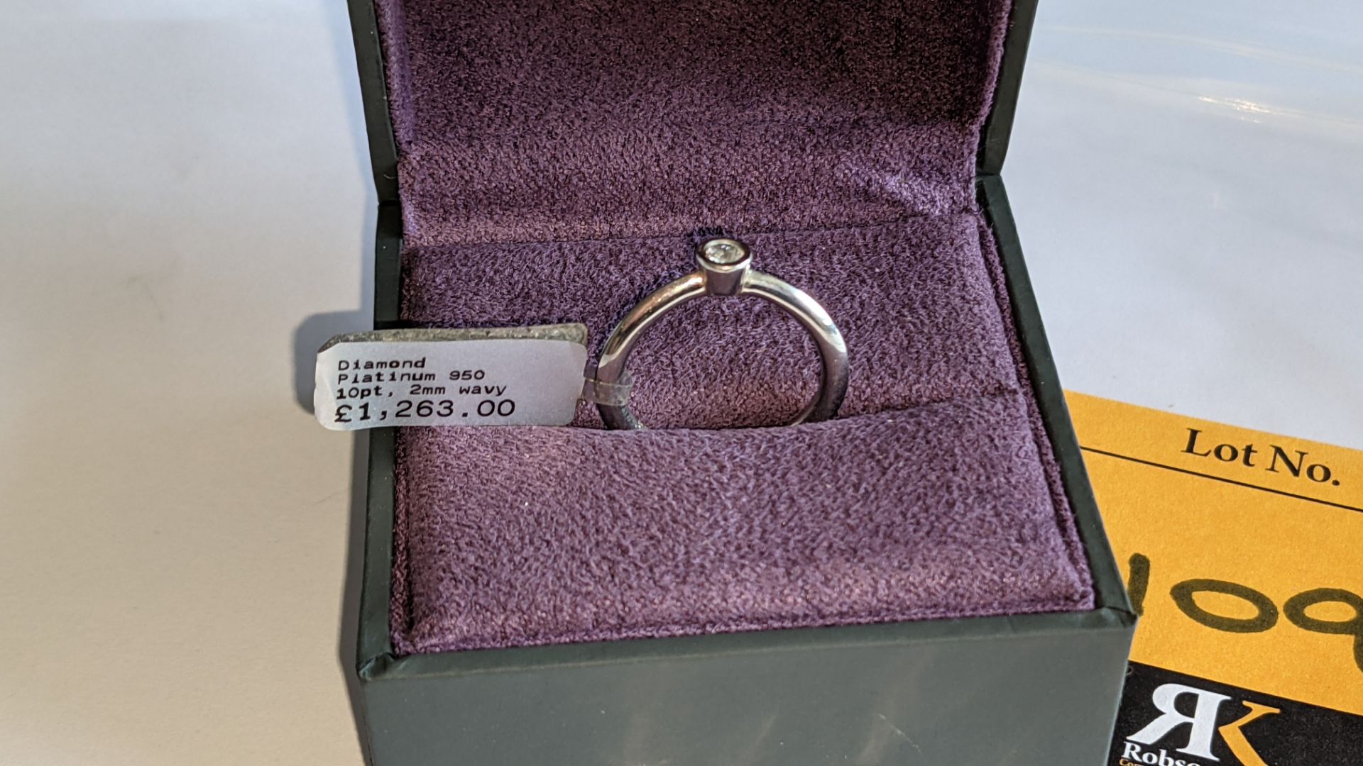 Platinum 950 & diamond 2mm wide ring with 0.10ct central diamond. RRP £1,263 - Image 2 of 16