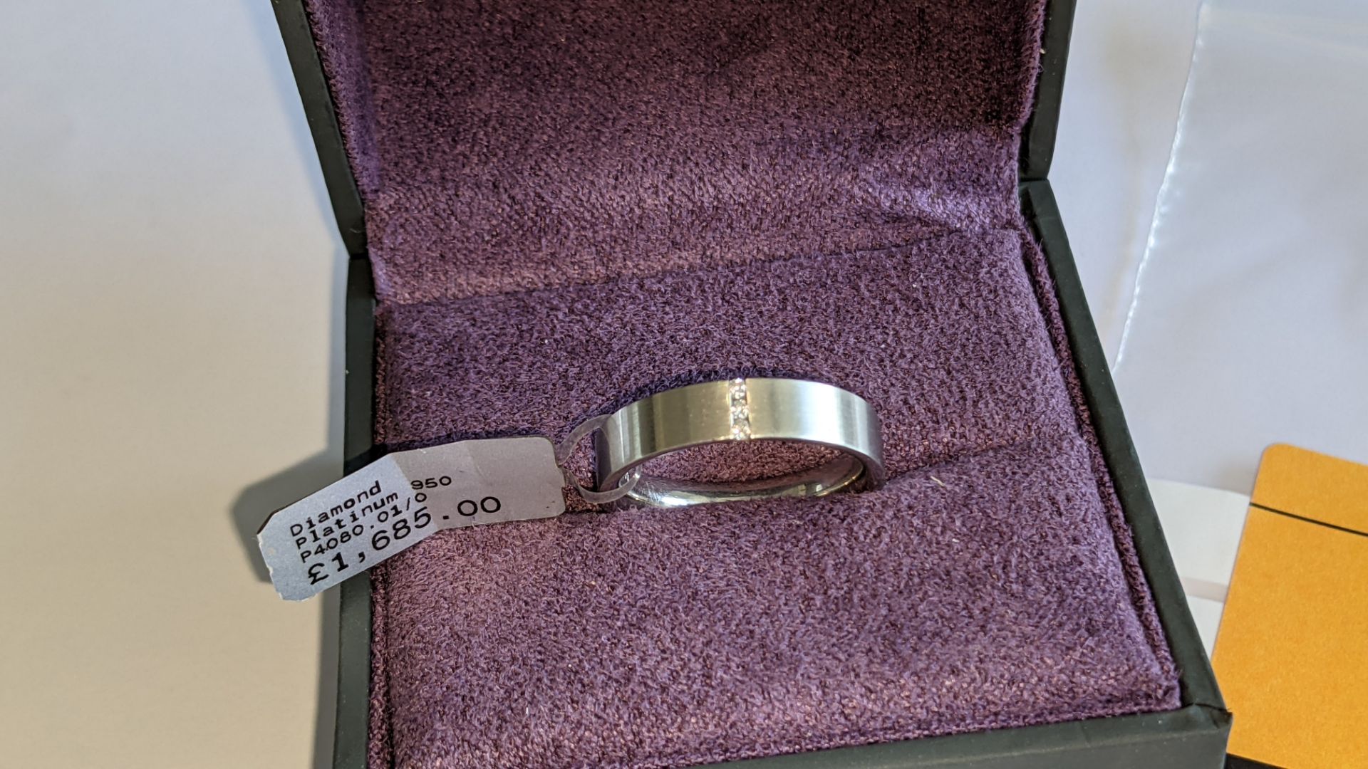 Platinum 950 & diamond ring with 3 diamonds weighing 0.035ct in total. RRP £1,685 - Image 5 of 14