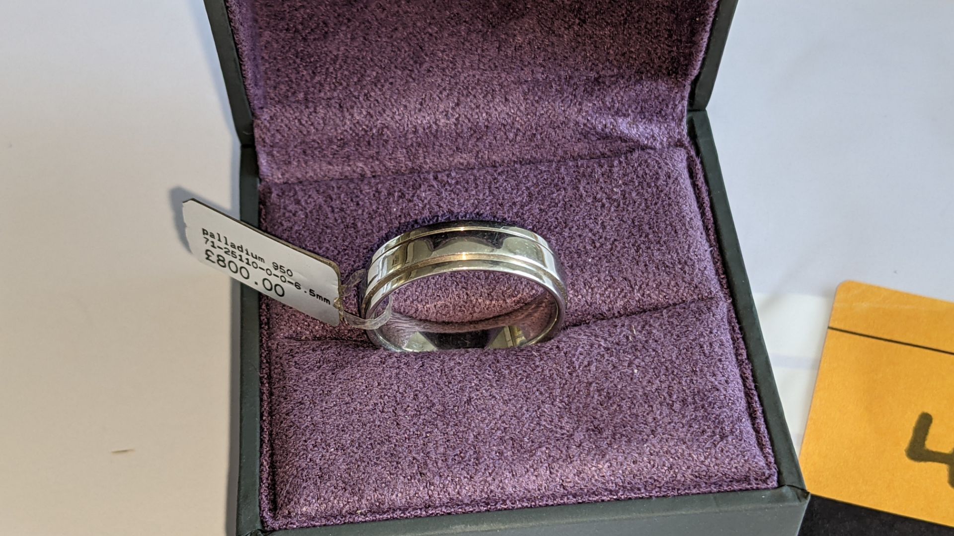 Palladium 950 6.5mm ridged wedding band. RRP £800