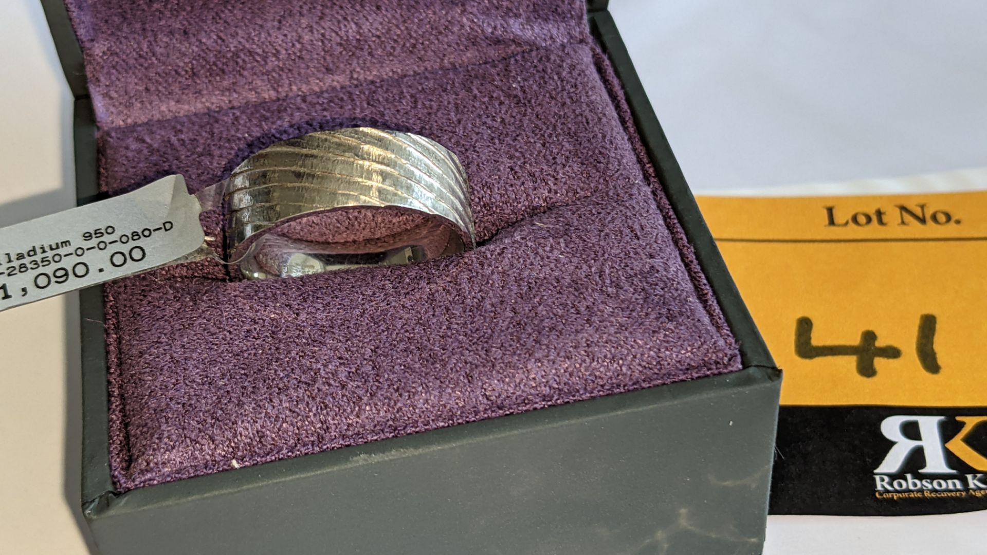 Platinum 950 8mm striped wedding band. RRP £1,090 - Image 2 of 12