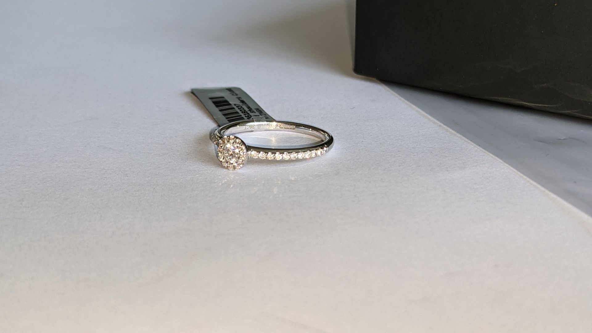 18ct white gold & diamond ring with 0.36ct diamonds on the shoulders & around the central stone. RRP - Image 9 of 17