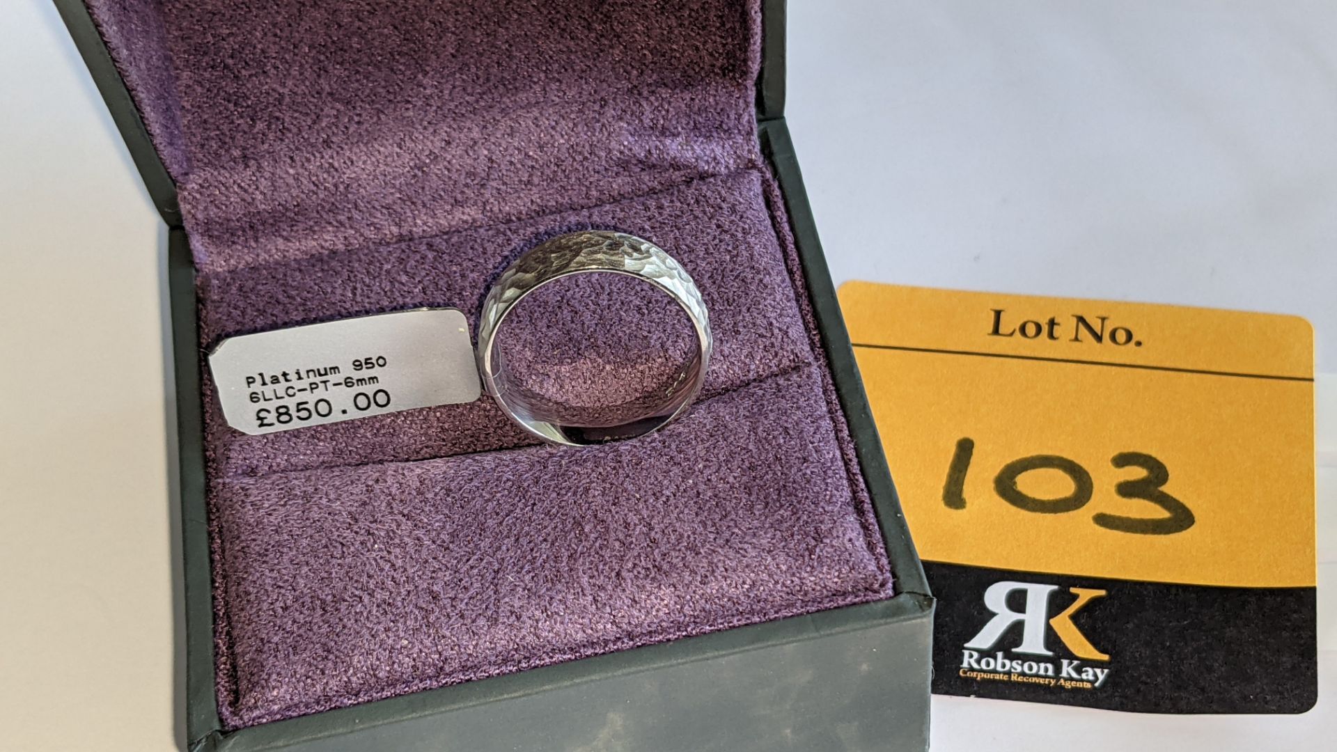Platinum 950 6mm textured wedding ring. RRP £850