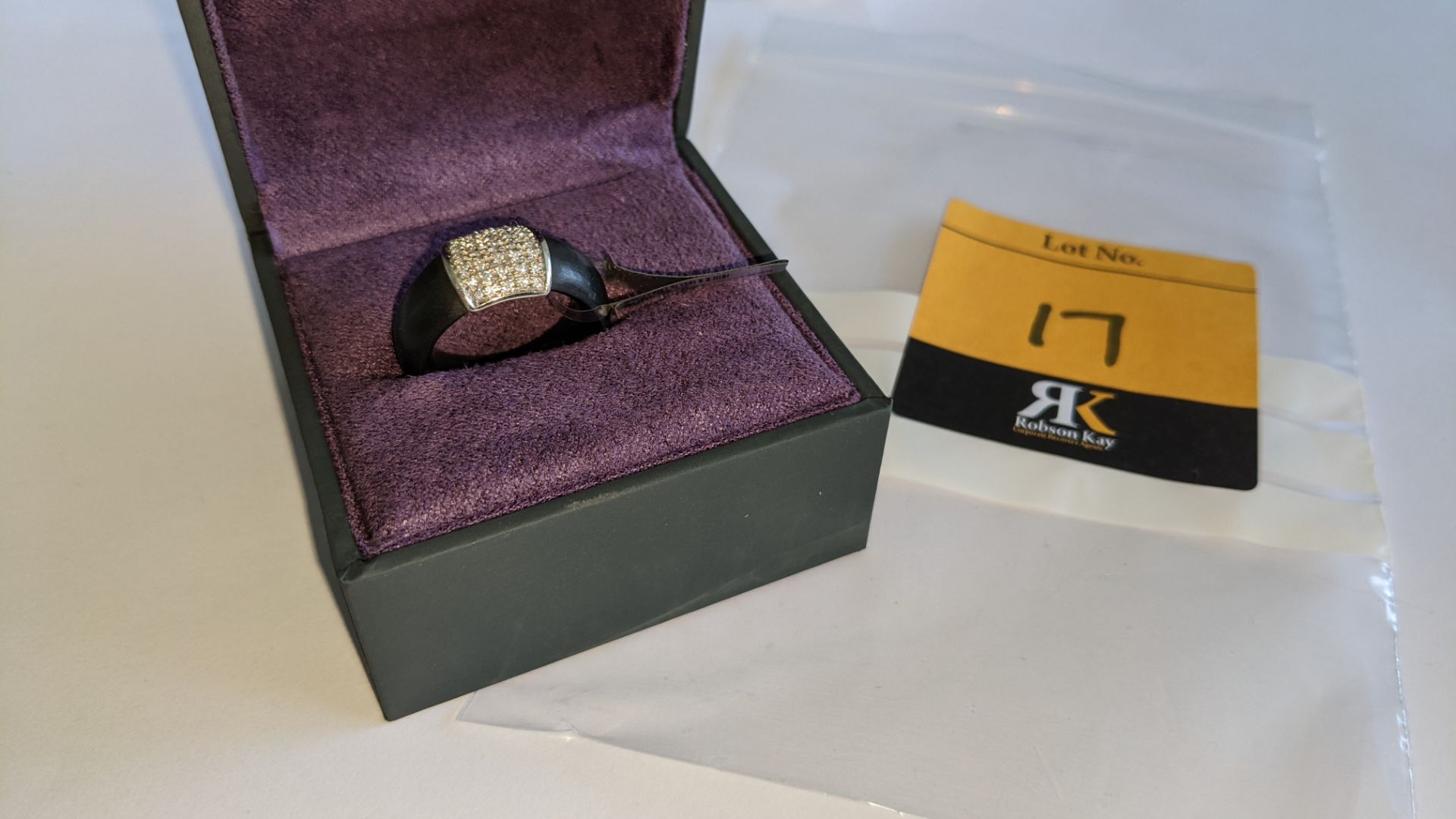 Black rubber, platinum 950 & diamond ring with 0.35ct of diamonds. RRP £1,890 - Image 2 of 21