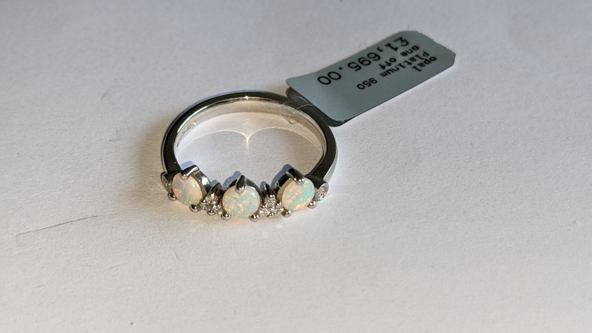 Platinum 950 ring with opals & diamonds, RRP £1,695 - Image 9 of 18