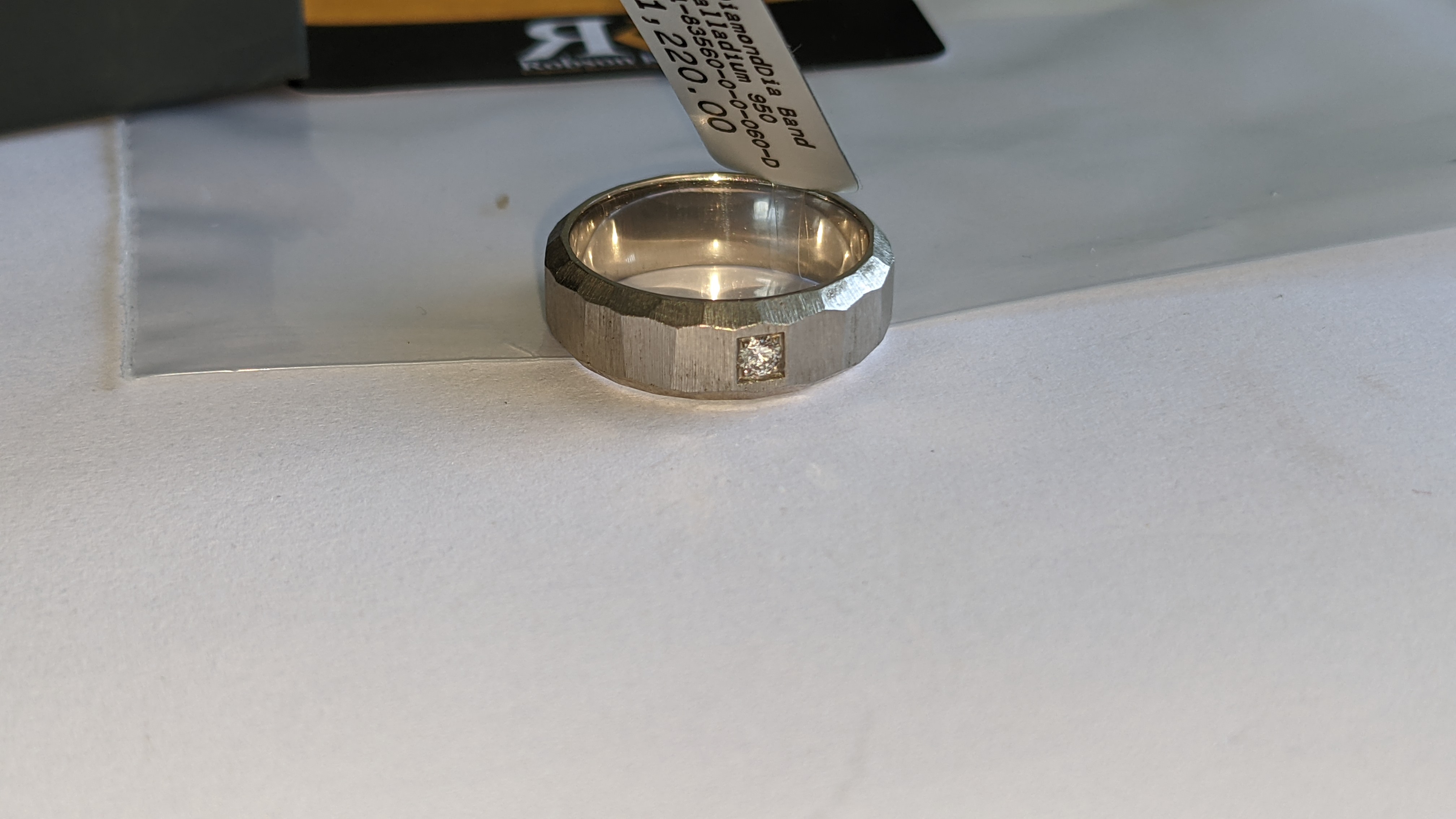 Platinum 950 unusually faceted Palladium 950 ring with single diamond weighing 0.05ct. RRP £1,220 - Image 5 of 15