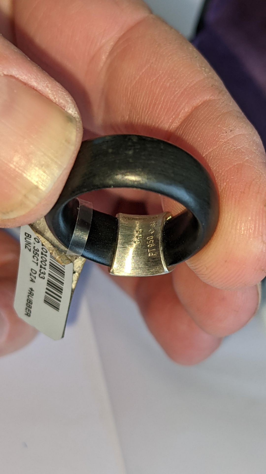 Black rubber, platinum 950 & diamond ring with 0.35ct of diamonds. RRP £1,890 - Image 15 of 21