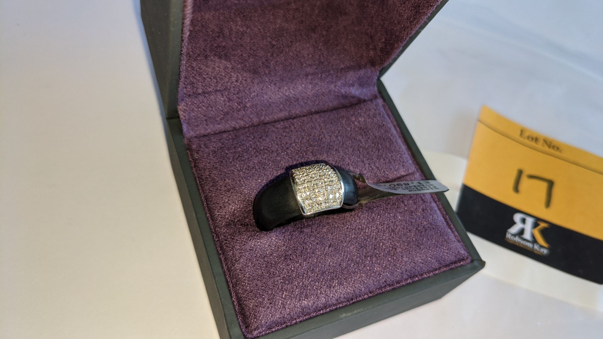 Black rubber, platinum 950 & diamond ring with 0.35ct of diamonds. RRP £1,890 - Image 5 of 21