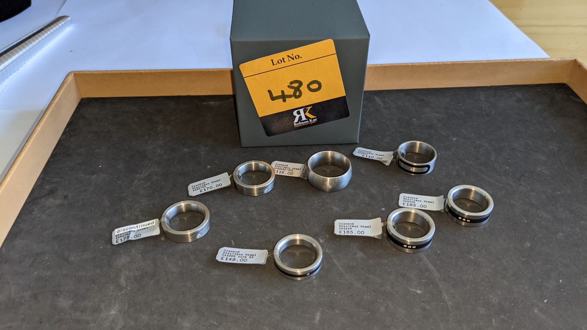 7 off assorted stainless steel & diamond rings. RRPs from £110 - £185. Total RRP £1,089