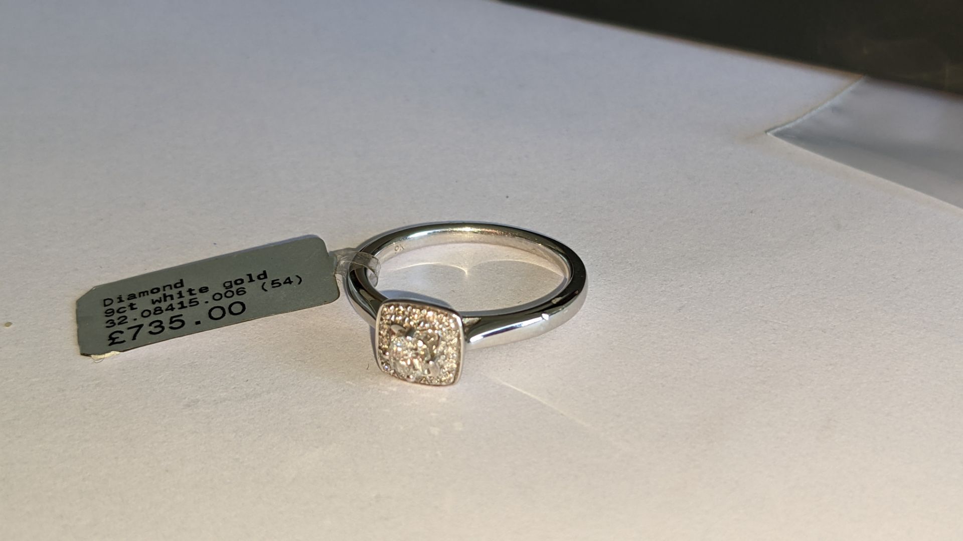 9ct white gold & diamond square cluster ring with 0.27ct of diamonds. RRP £735 - Image 12 of 24