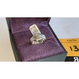 Platinum 950 unusually faceted Palladium 950 ring with single diamond weighing 0.05ct. RRP £1,220
