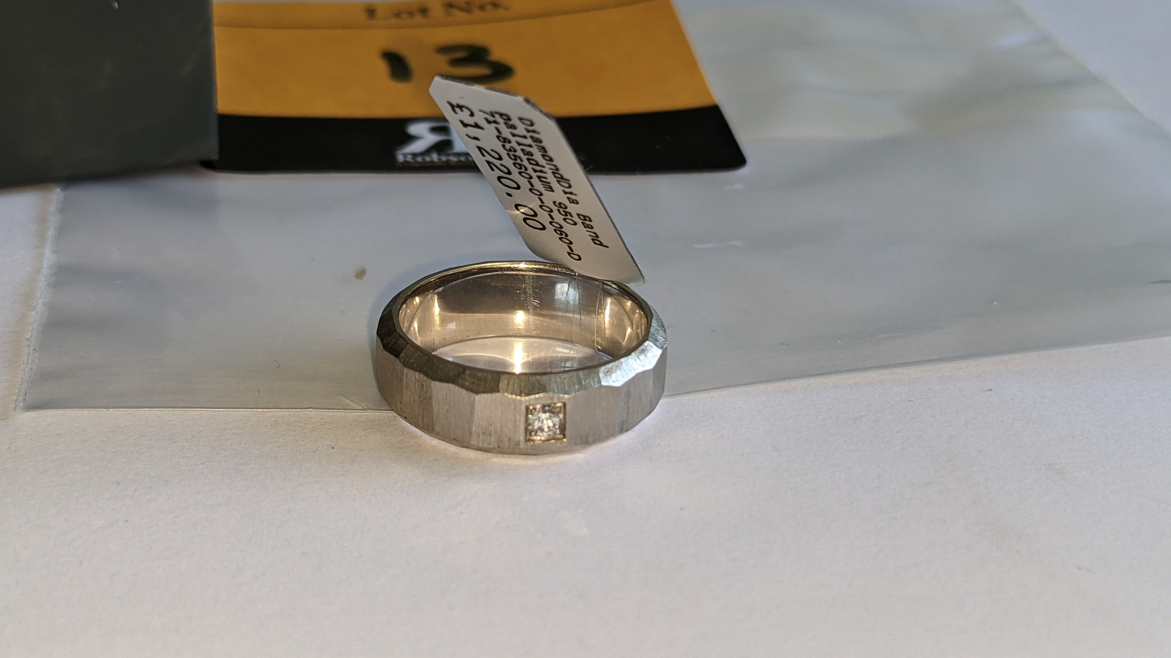 Platinum 950 unusually faceted Palladium 950 ring with single diamond weighing 0.05ct. RRP £1,220 - Image 4 of 15