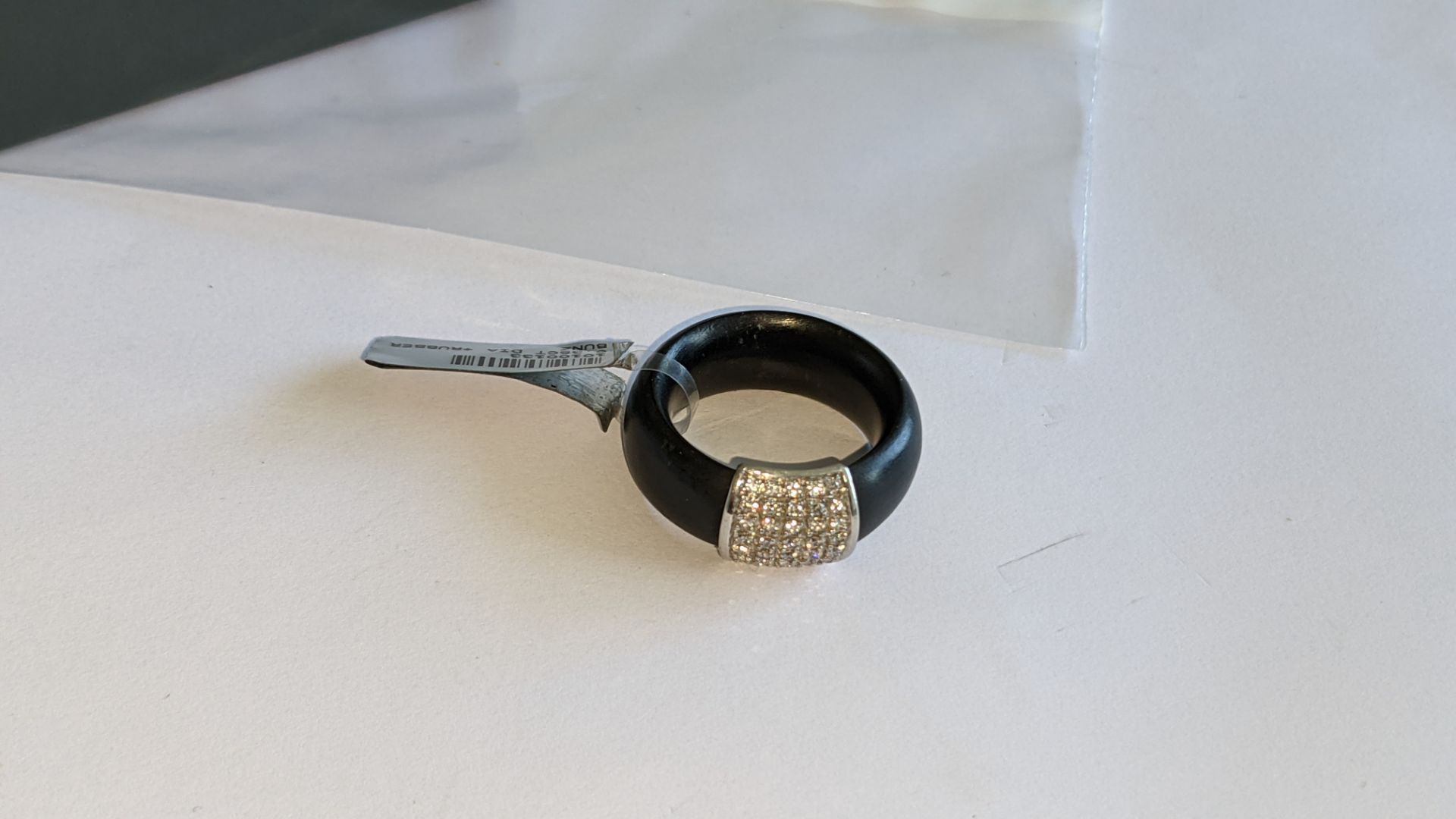 Black rubber, platinum 950 & diamond ring with 0.35ct of diamonds. RRP £1,890 - Image 12 of 21