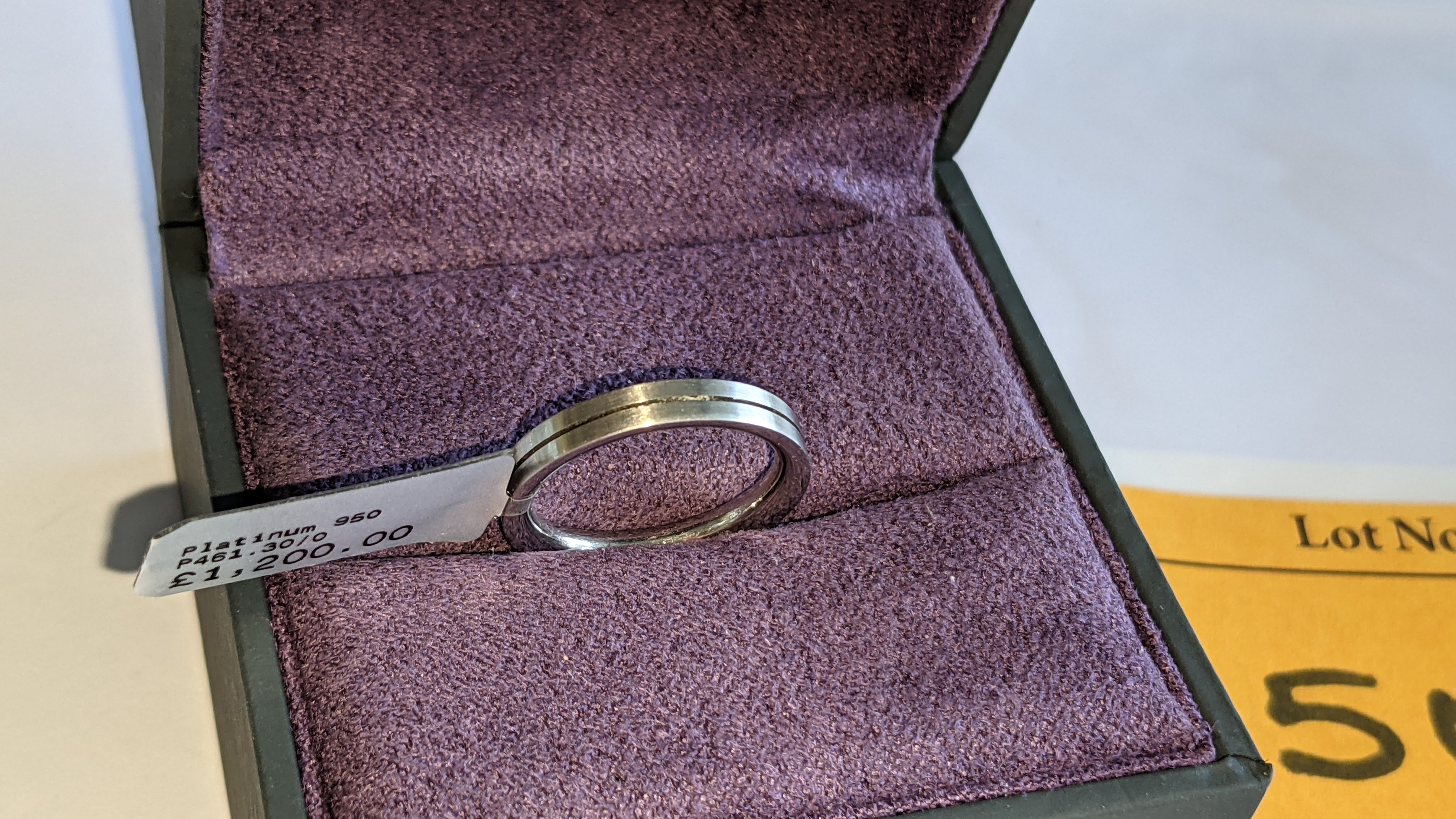 Platinum 950 3mm wide grooved wedding band. RRP £1,200 - Image 3 of 12