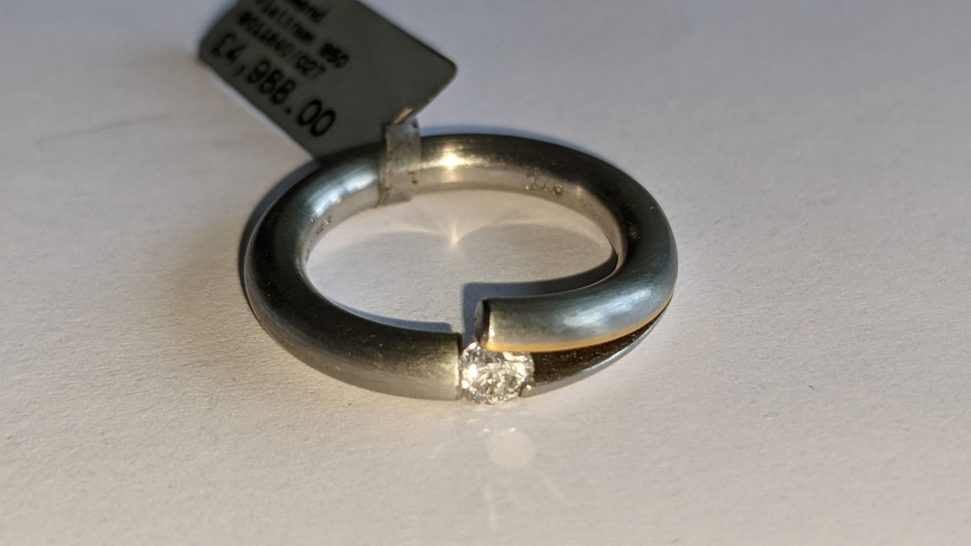 Platinum 950 ring with central diamond weighing 0.27ct & rose gold finish to small area of the mount - Image 6 of 15