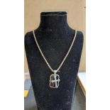 Silver gothic cross pendant on long chain RRP £489