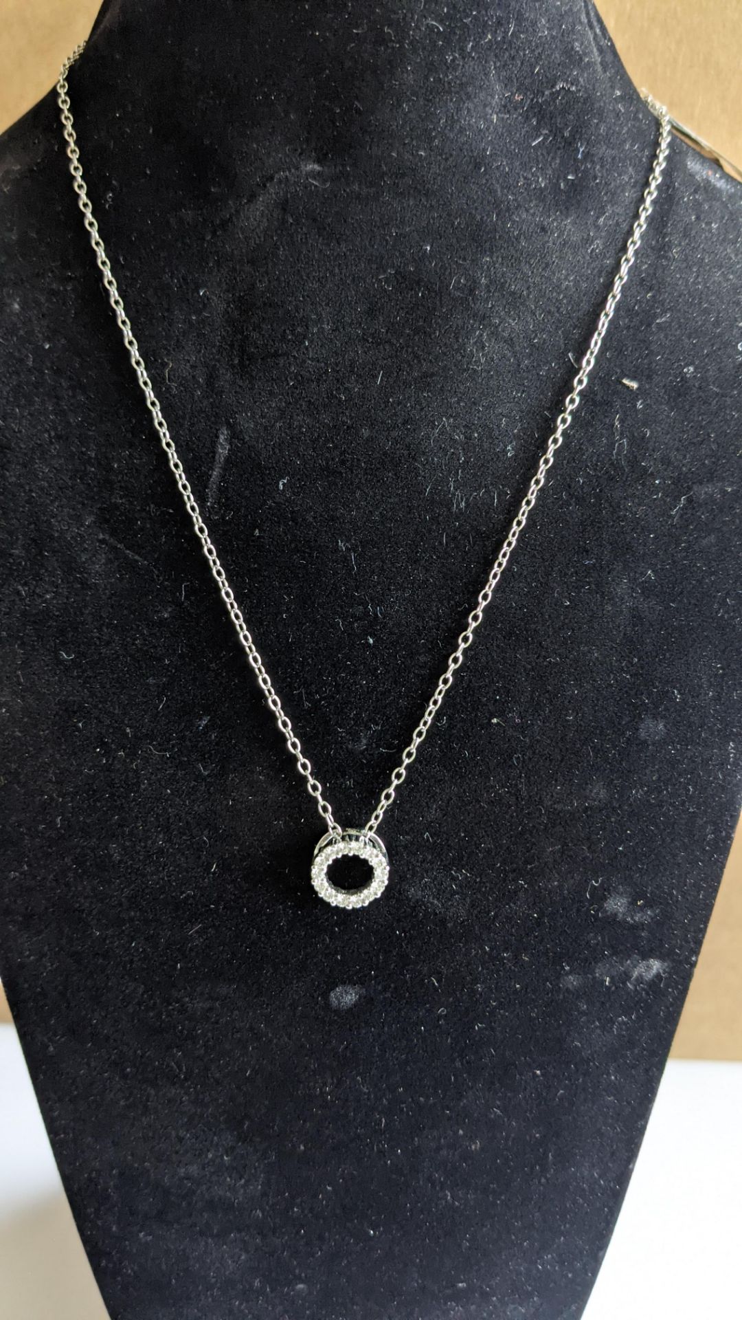 18ct white gold & diamond circle shaped pendant plus 18ct white gold 16" necklace. RRP of pendant £1 - Image 11 of 12