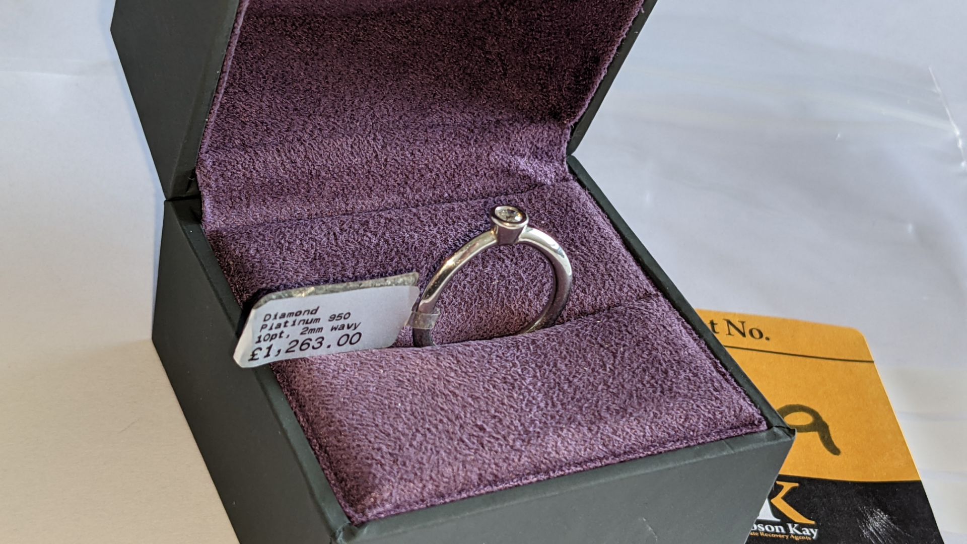 Platinum 950 & diamond 2mm wide ring with 0.10ct central diamond. RRP £1,263 - Image 5 of 16