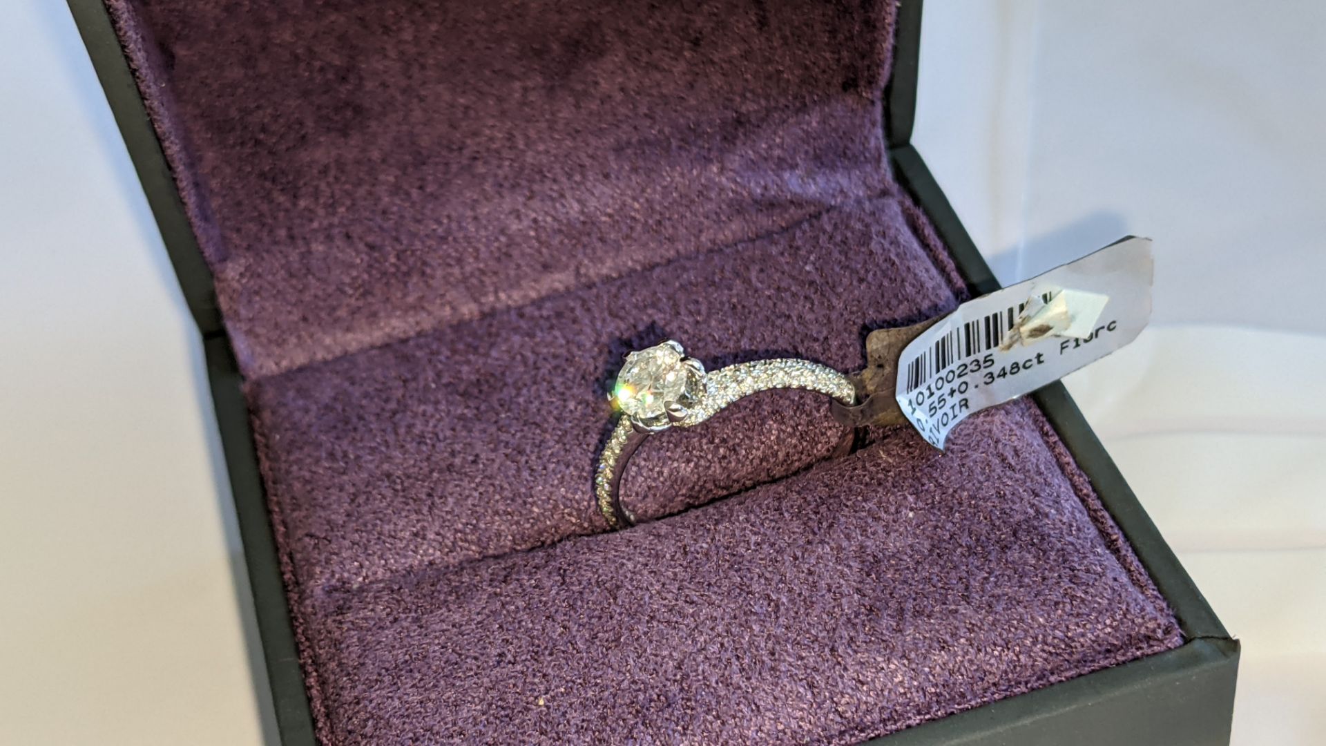 Platinum 950 diamond ring with 0.55ct central stone & 0.348ct of smaller stones on the shoulders. RR - Image 5 of 16