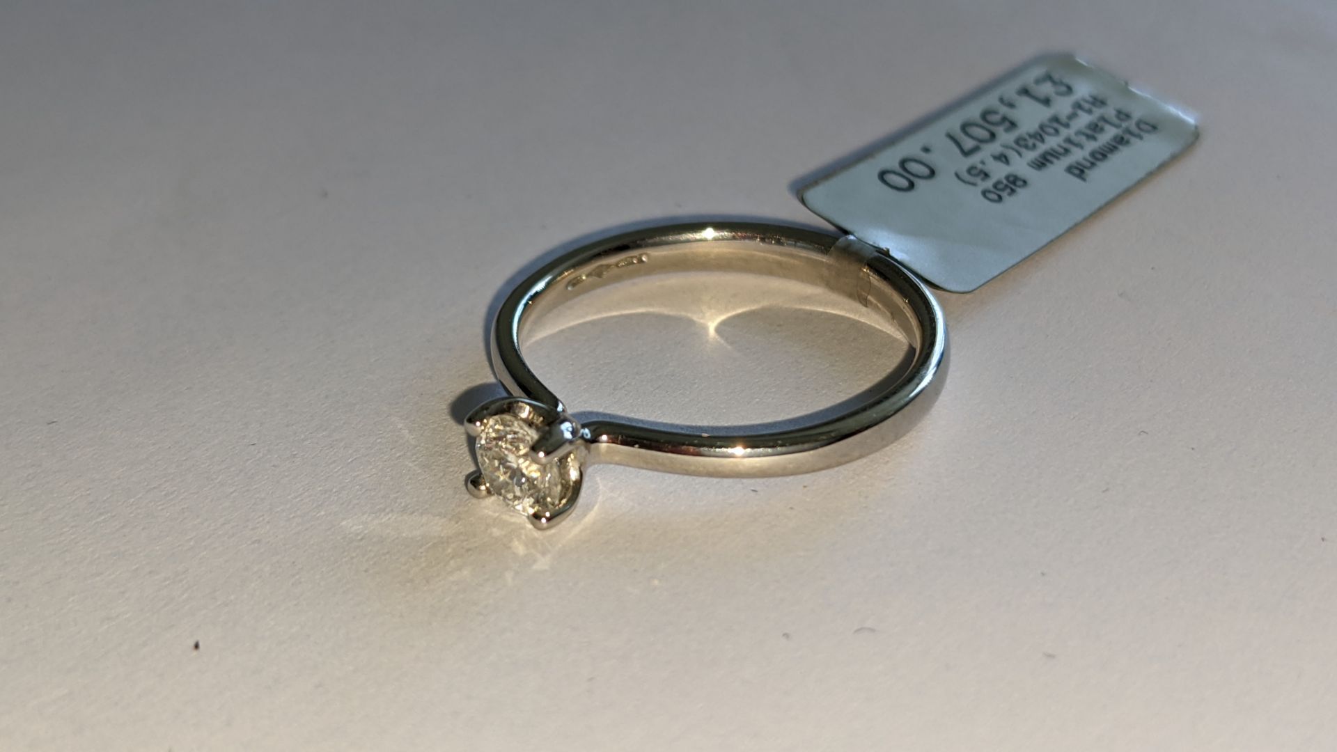 Single stone diamond & platinum 950 ring with 0.35ct H/Si diamond, RRP £1,507 - Image 19 of 29