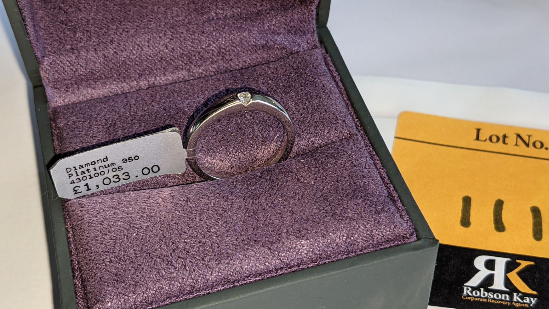 Platinum 950 ring with 0.05ct H/Si diamond. RRP £1,033